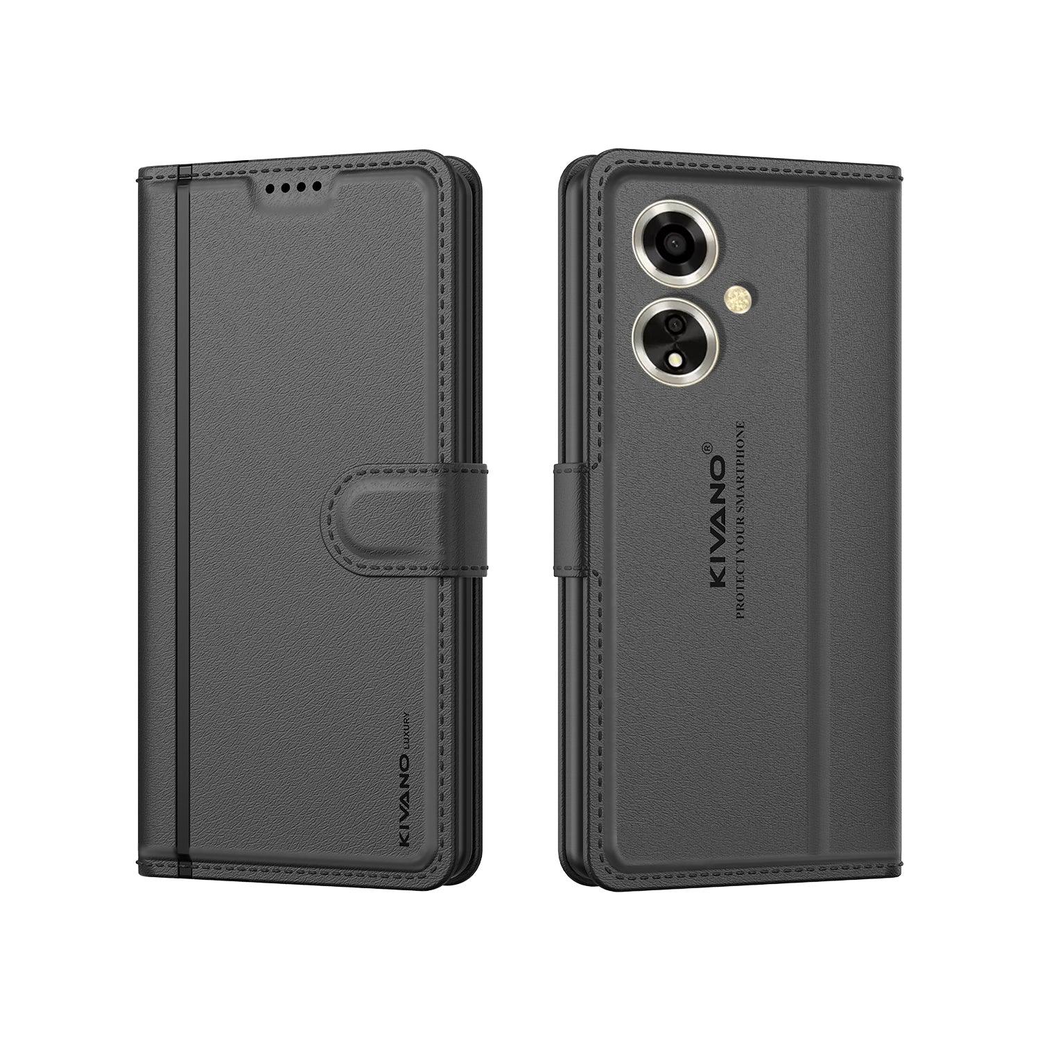 Leather Wallet Case for Oppo A59 5G ?Stylish Flip Folio Cover with Card Holder, Stand, and RFID Protection -KIVANO LUXE - Aibex