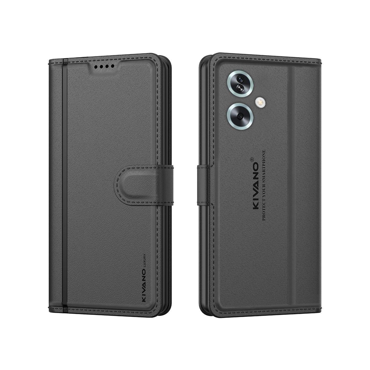 Leather Wallet Case for Oppo A79 5G ?Stylish Flip Folio Cover with Card Holder, Stand, and RFID Protection -KIVANO LUXE - Aibex