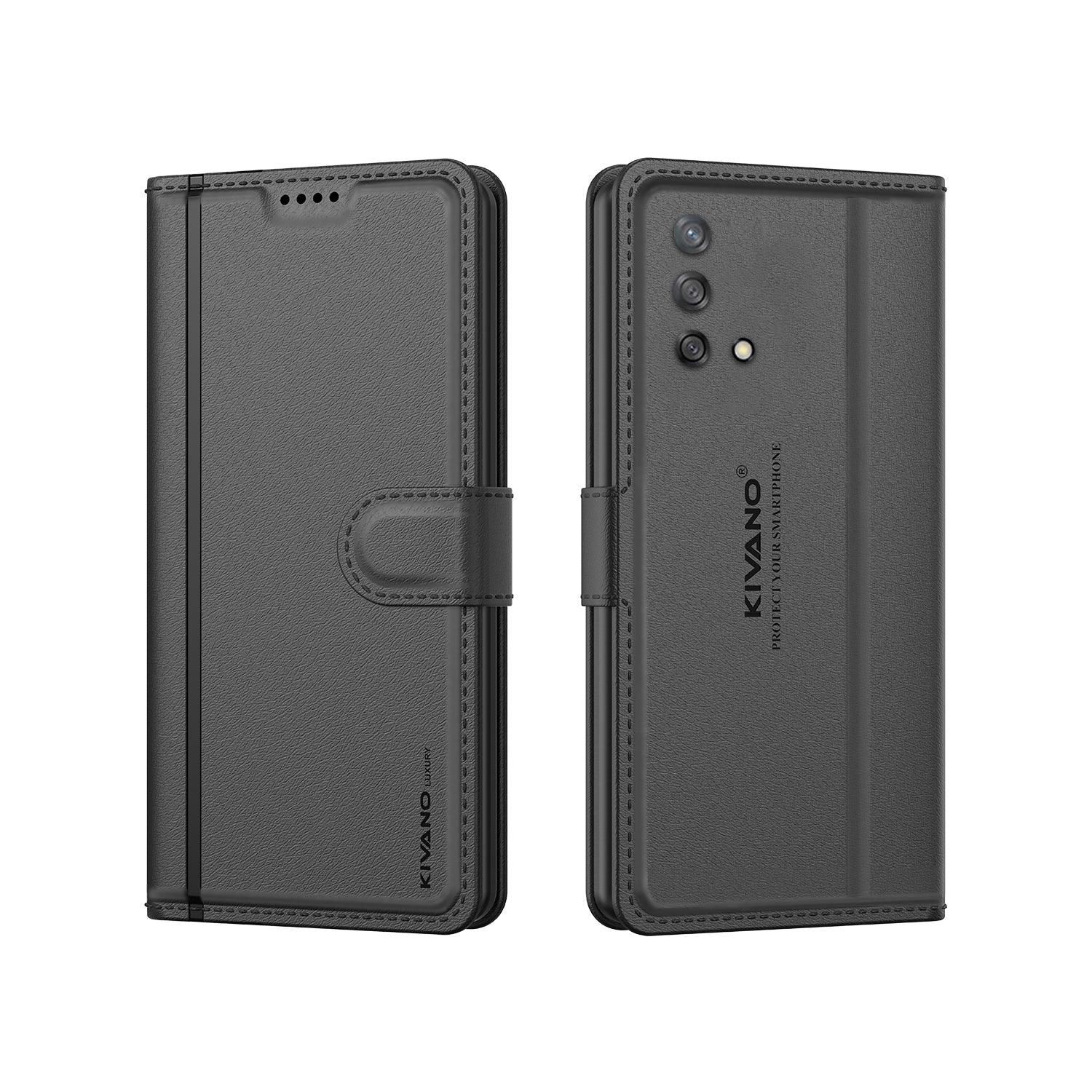 Leather Wallet Case for Oppo F19 / Oppo F19s ?Stylish Flip Folio Cover with Card Holder, Stand -KIVANO LUXE - Aibex