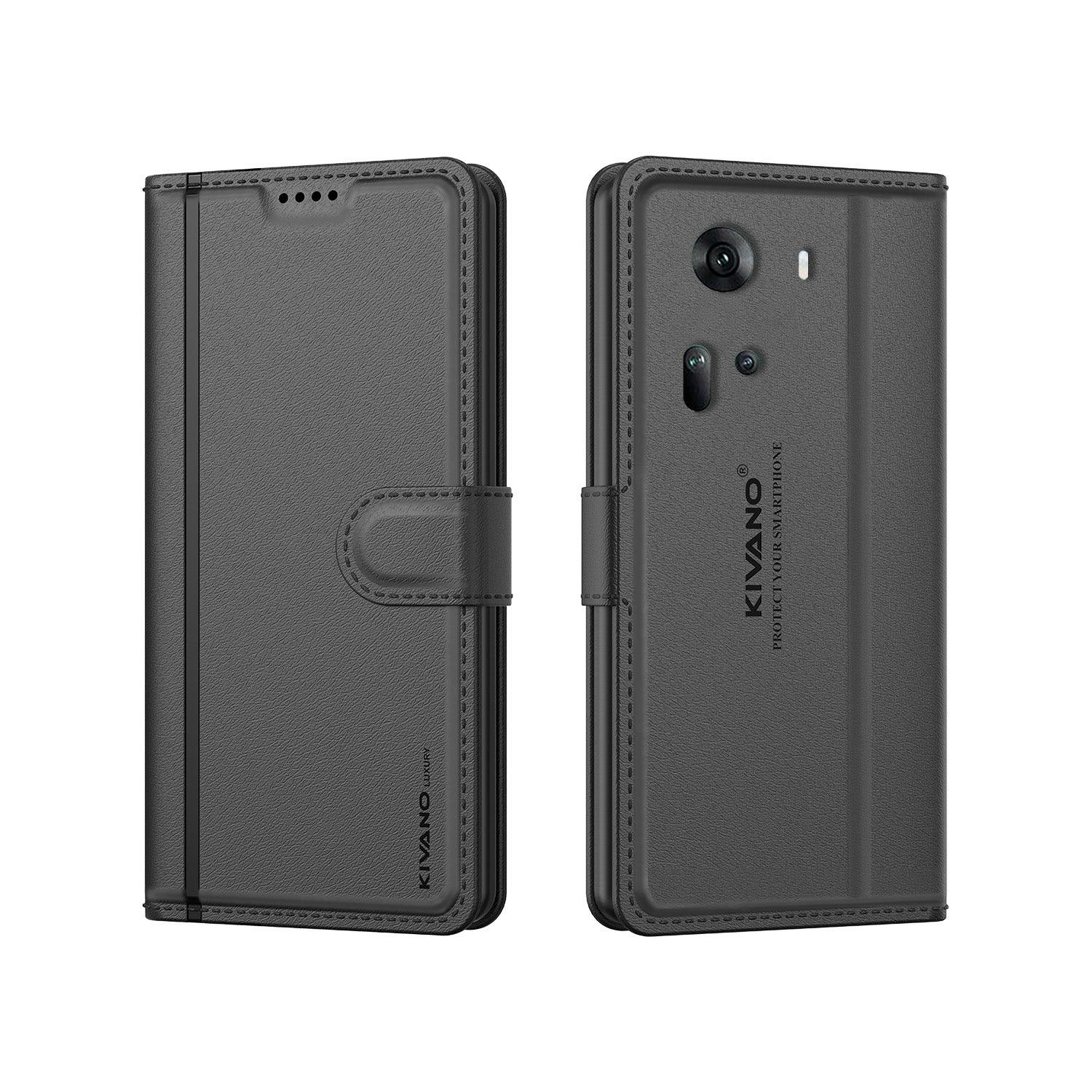 Leather Wallet Case for Oppo Reno 11 5G ?Stylish Flip Folio Cover with Card Holder, Stand -KIVANO LUXE - Aibex
