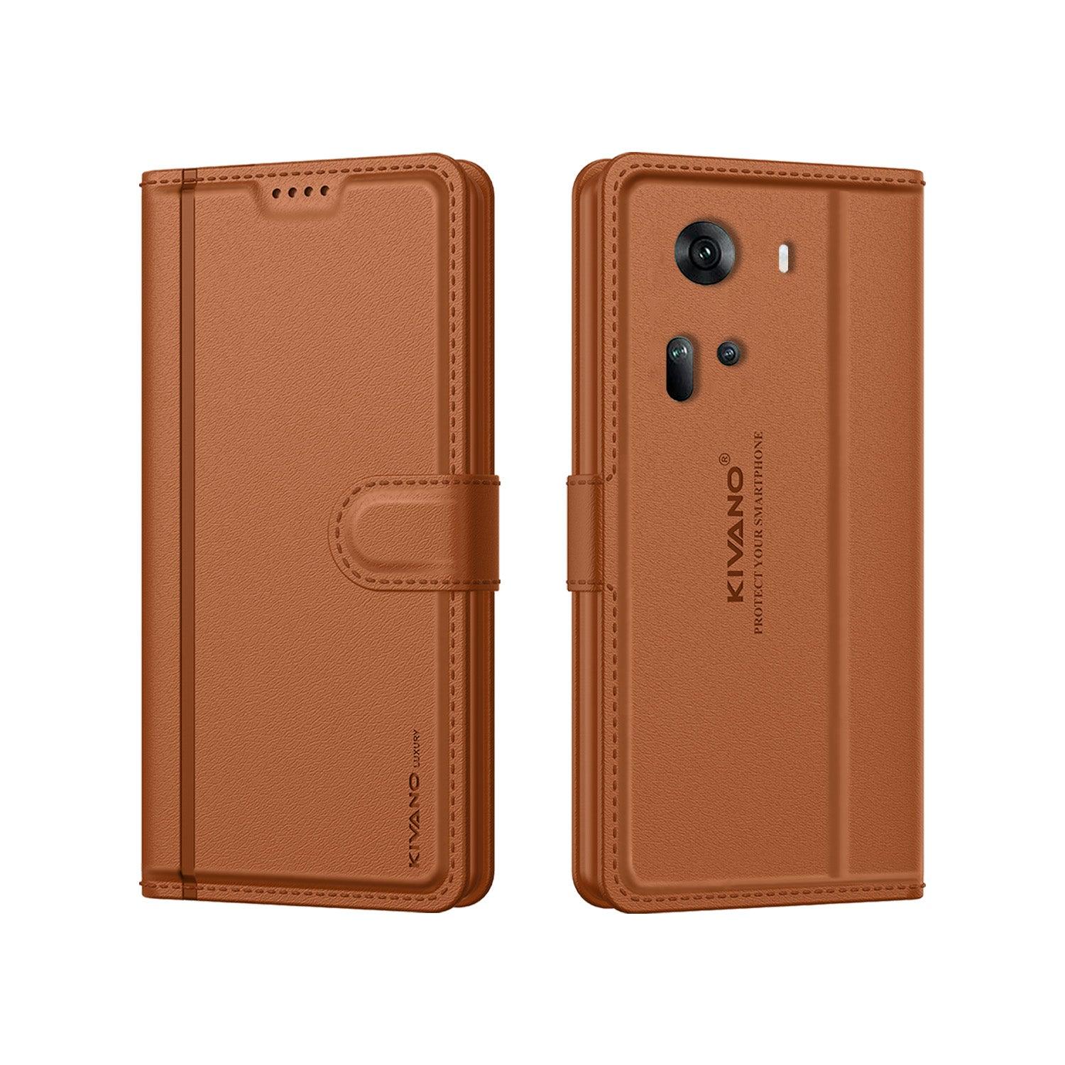 Leather Wallet Case for Oppo Reno 11 5G ?Stylish Flip Folio Cover with Card Holder, Stand -KIVANO LUXE - Aibex