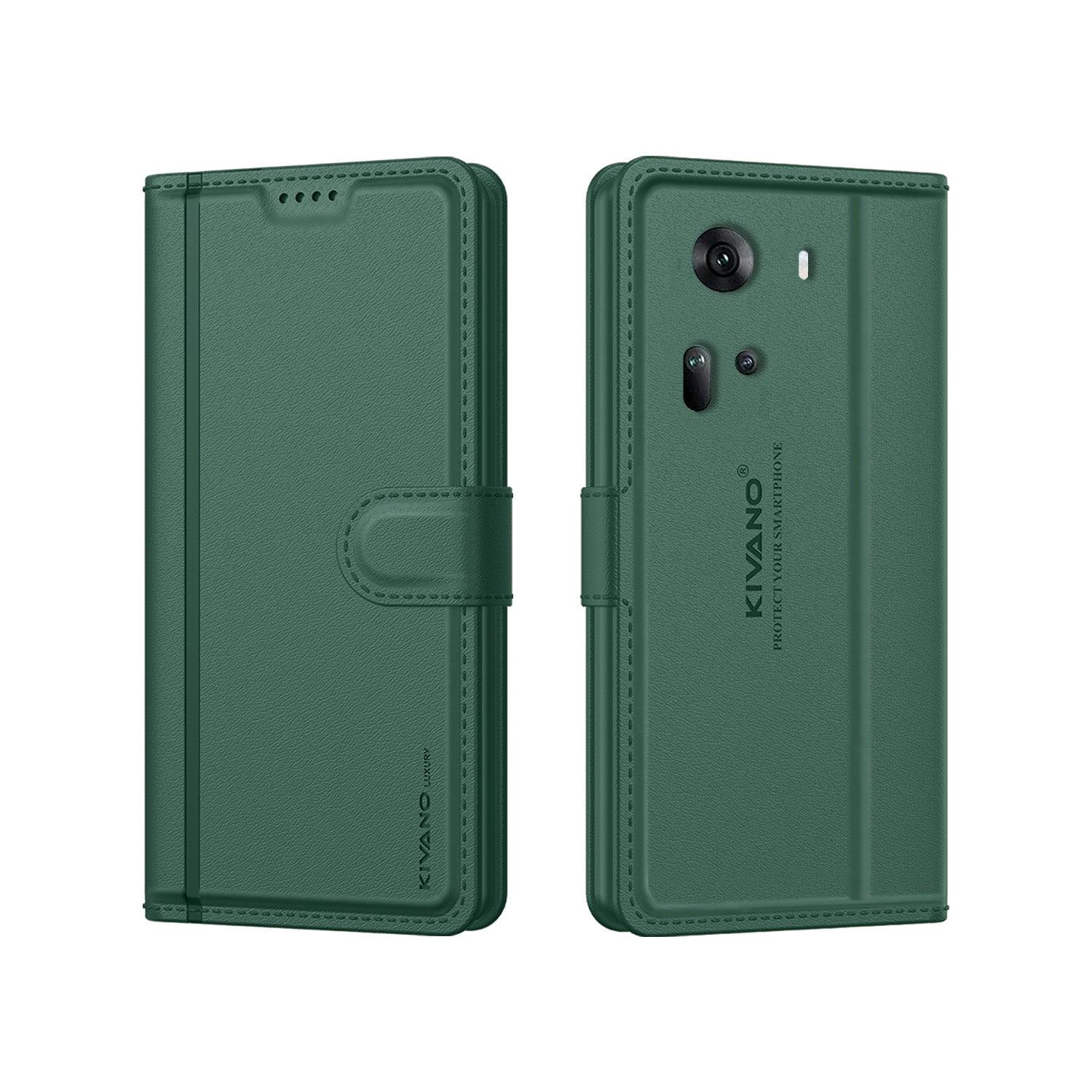 Leather Wallet Case for Oppo Reno 11 5G ?Stylish Flip Folio Cover with Card Holder, Stand -KIVANO LUXE - Aibex