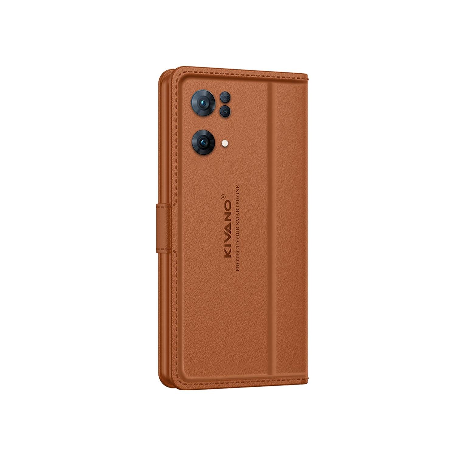 Leather Wallet Case for Oppo Reno 7 Pro 5G ?Stylish Flip Folio Cover with Card Holder, Stand -KIVANO LUXE - Aibex