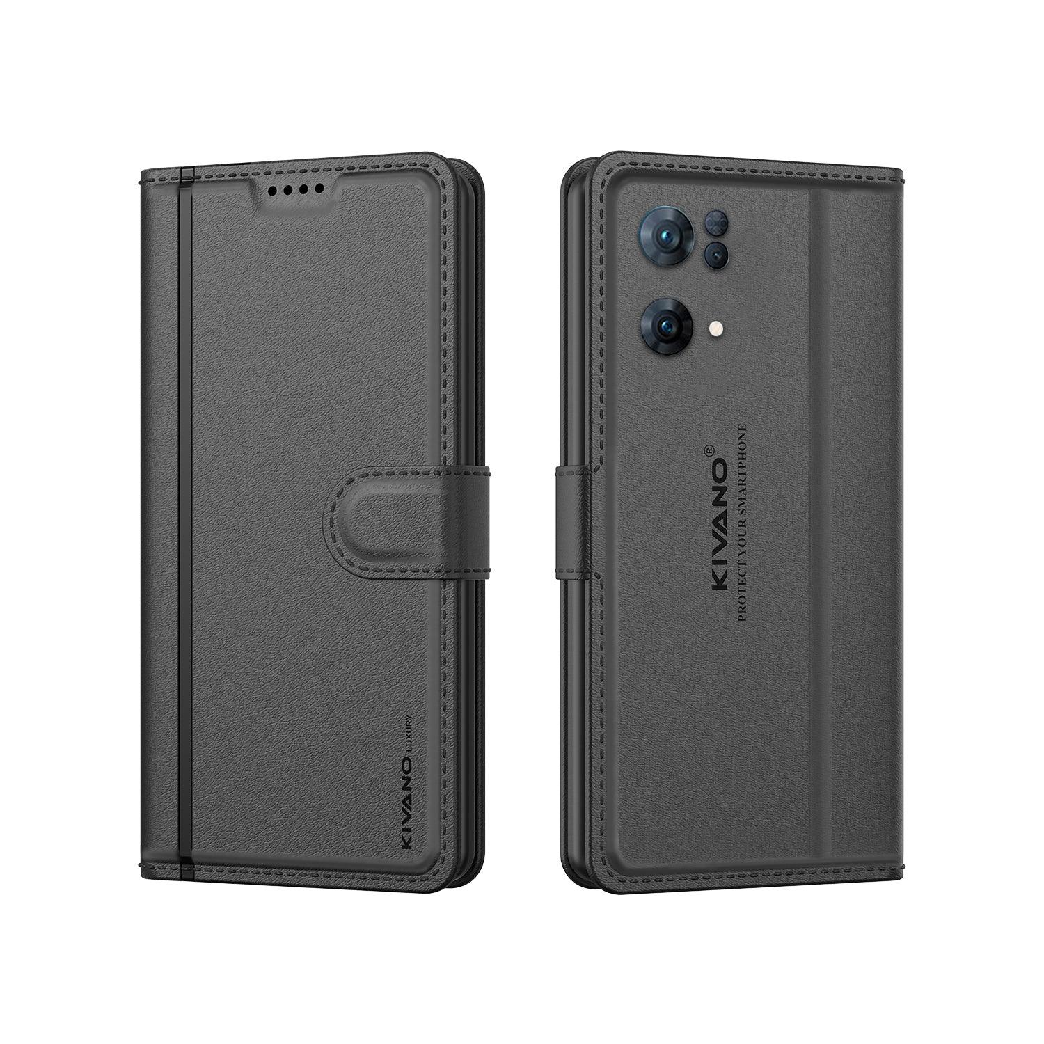 Leather Wallet Case for Oppo Reno 7 Pro 5G ?Stylish Flip Folio Cover with Card Holder, Stand -KIVANO LUXE - Aibex