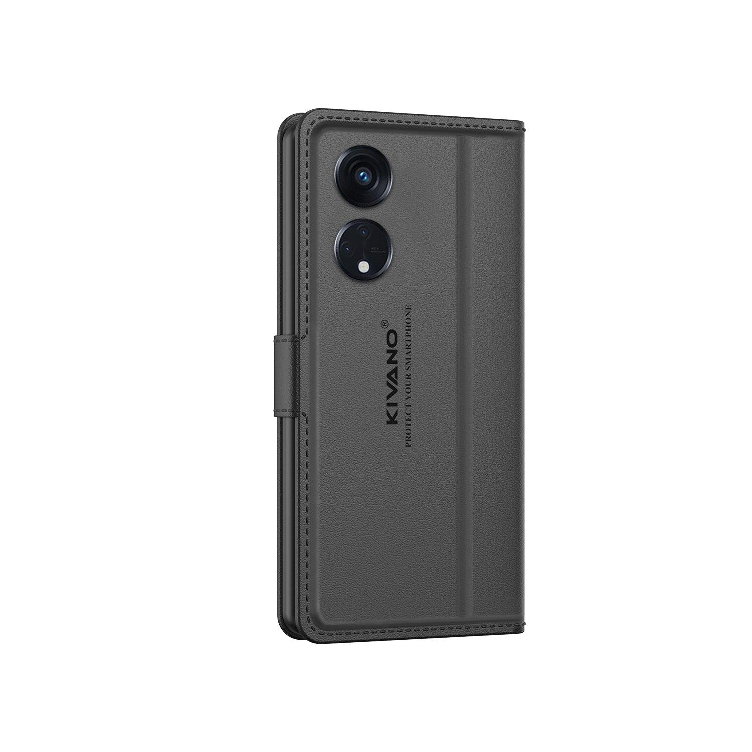Leather Wallet Case for Oppo Reno 8T 5G ?Stylish Flip Folio Cover with Card Holder, Stand -KIVANO LUXE - Aibex