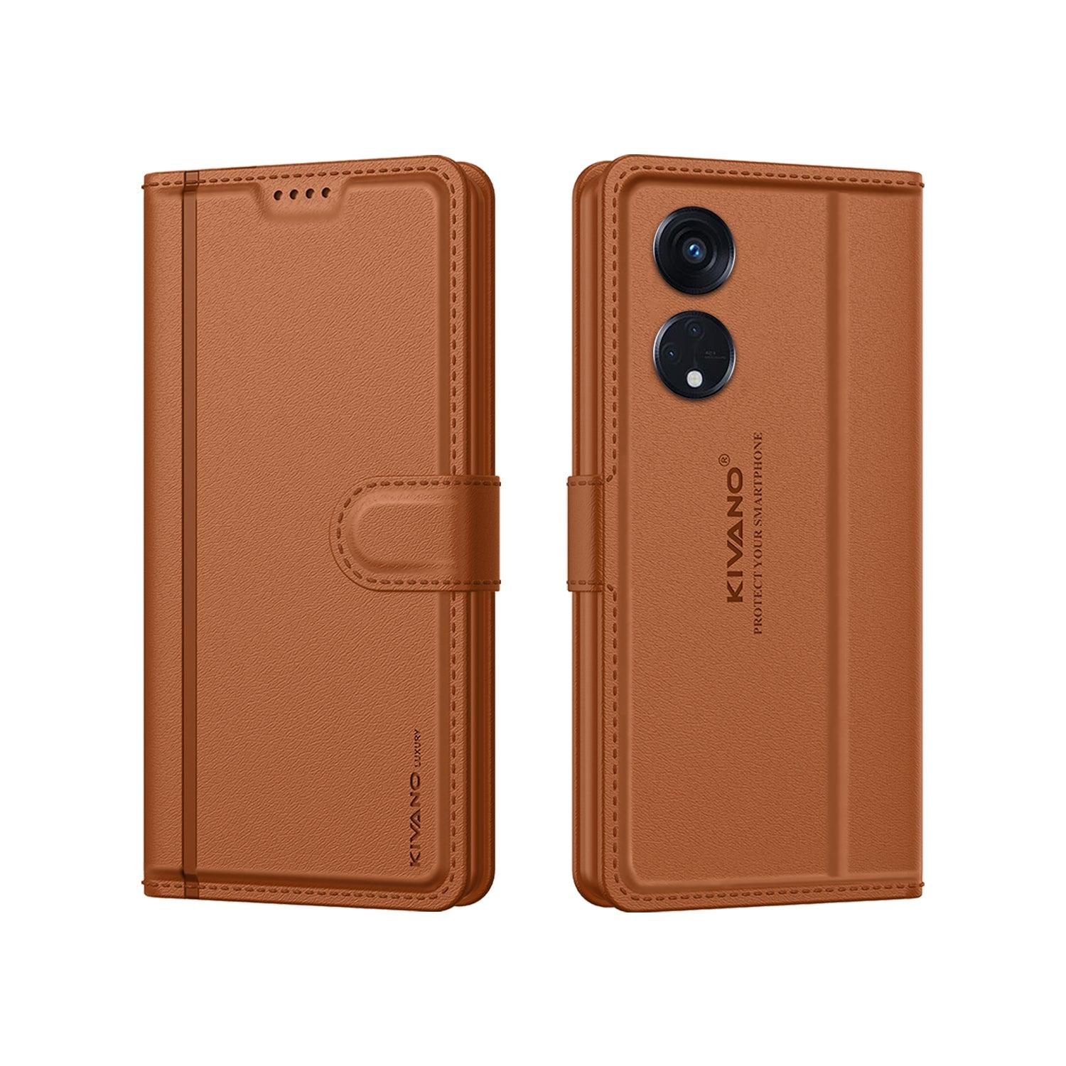 Leather Wallet Case for Oppo Reno 8T 5G ?Stylish Flip Folio Cover with Card Holder, Stand -KIVANO LUXE - Aibex