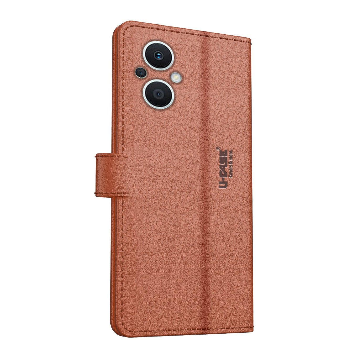 U-CASE Flip Cover for Oppo F21 Pro 5G Vegan Foldable Stand & Pocket Magnetic Closure - Aibex