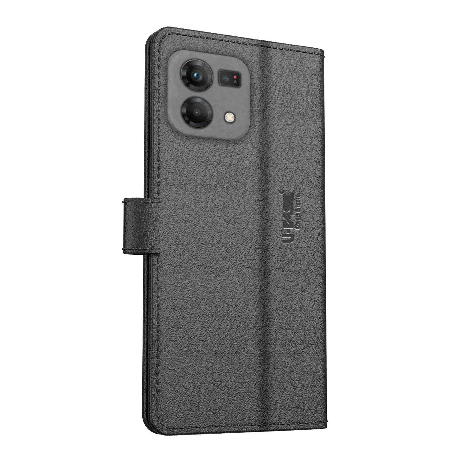 U-CASE Flip Cover for Oppo F21 Pro/F21S Pro Vegan Foldable Stand & Pocket Magnetic Closure - Aibex