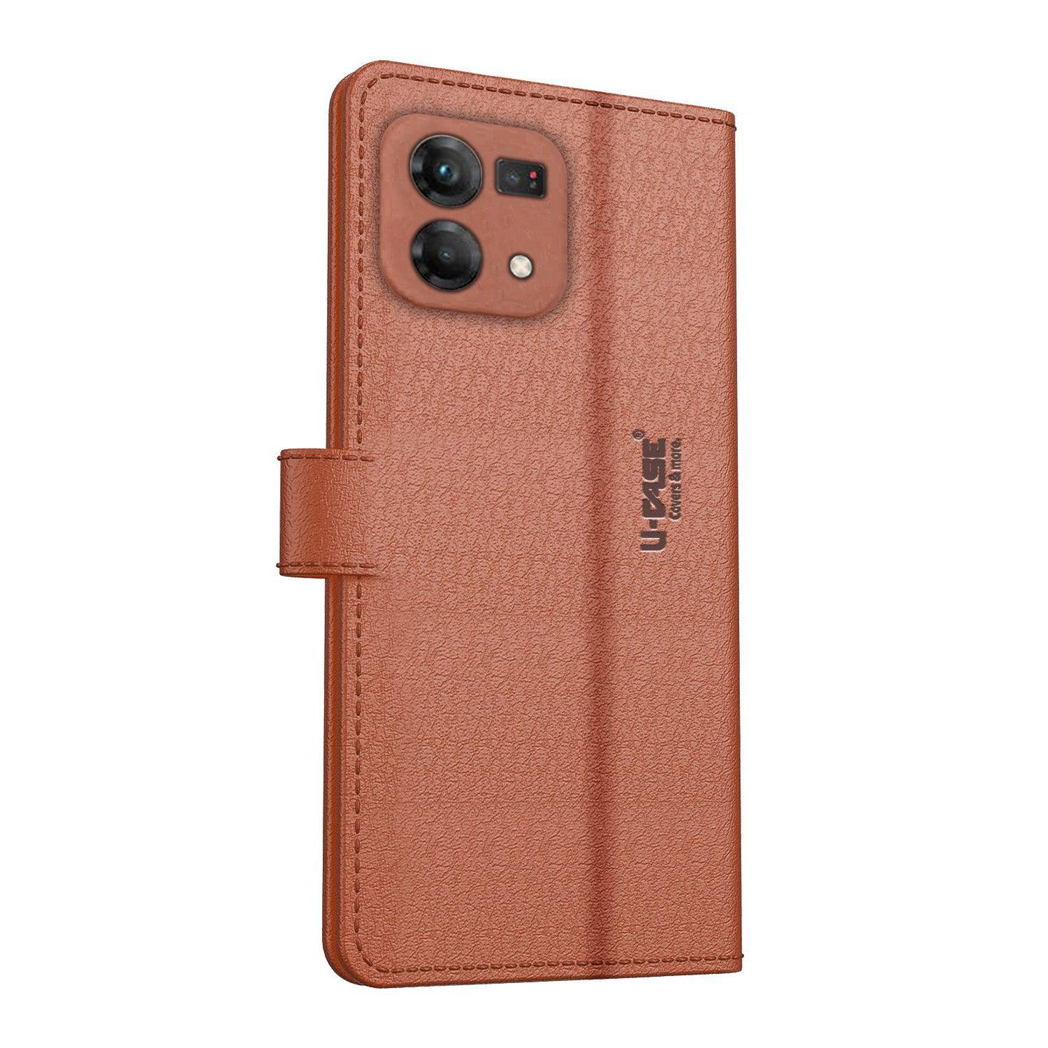 U-CASE Flip Cover for Oppo F21 Pro/F21S Pro Vegan Foldable Stand & Pocket Magnetic Closure - Aibex