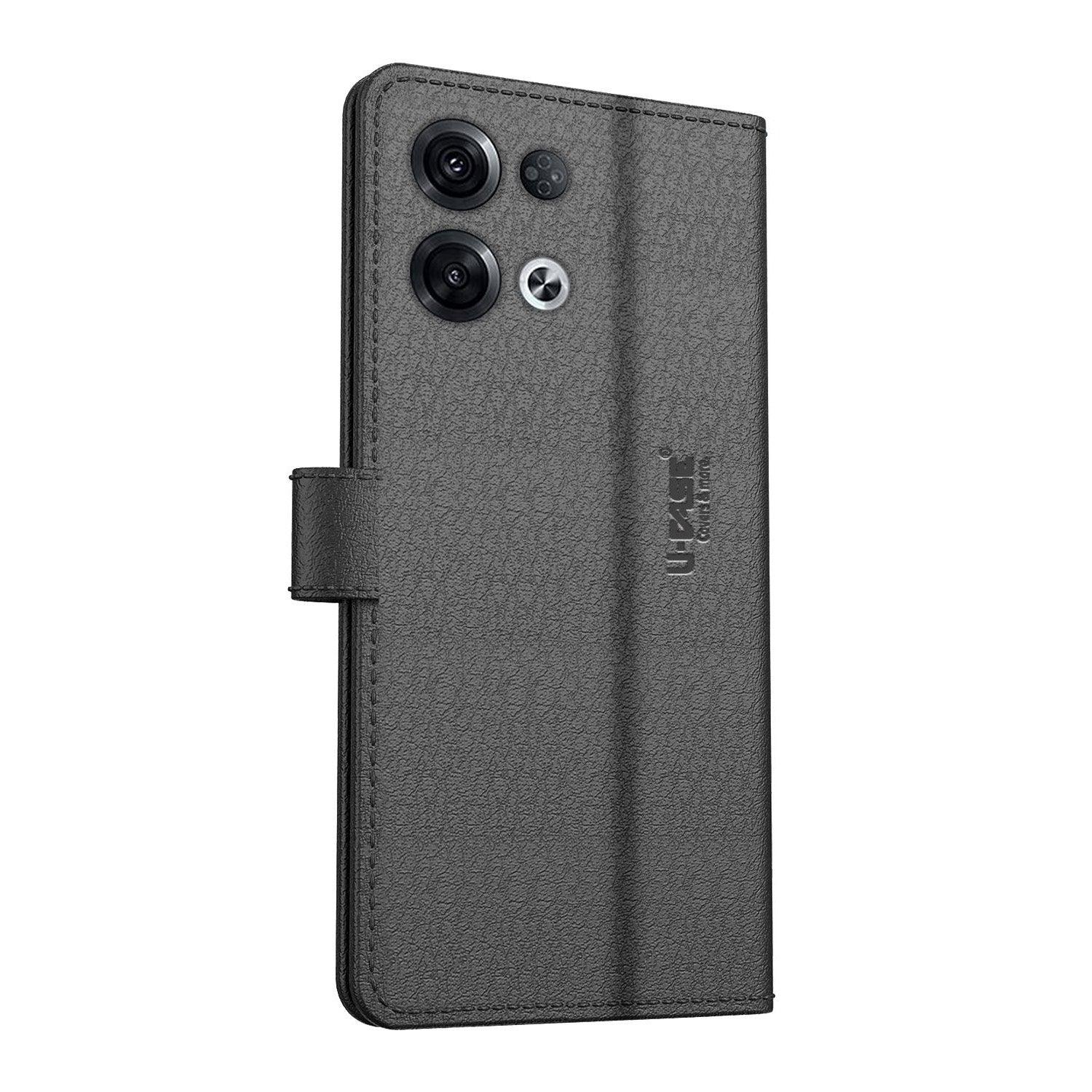 U-CASE Flip Cover for OPPO Reno 8 Pro 5G Vegan Foldable Stand & Pocket Magnetic Closure - Aibex