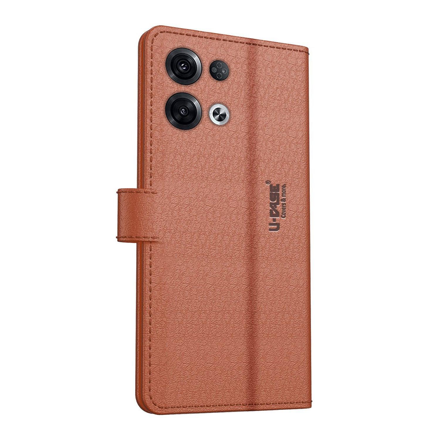 U-CASE Flip Cover for OPPO Reno 8 Pro 5G Vegan Foldable Stand & Pocket Magnetic Closure - Aibex