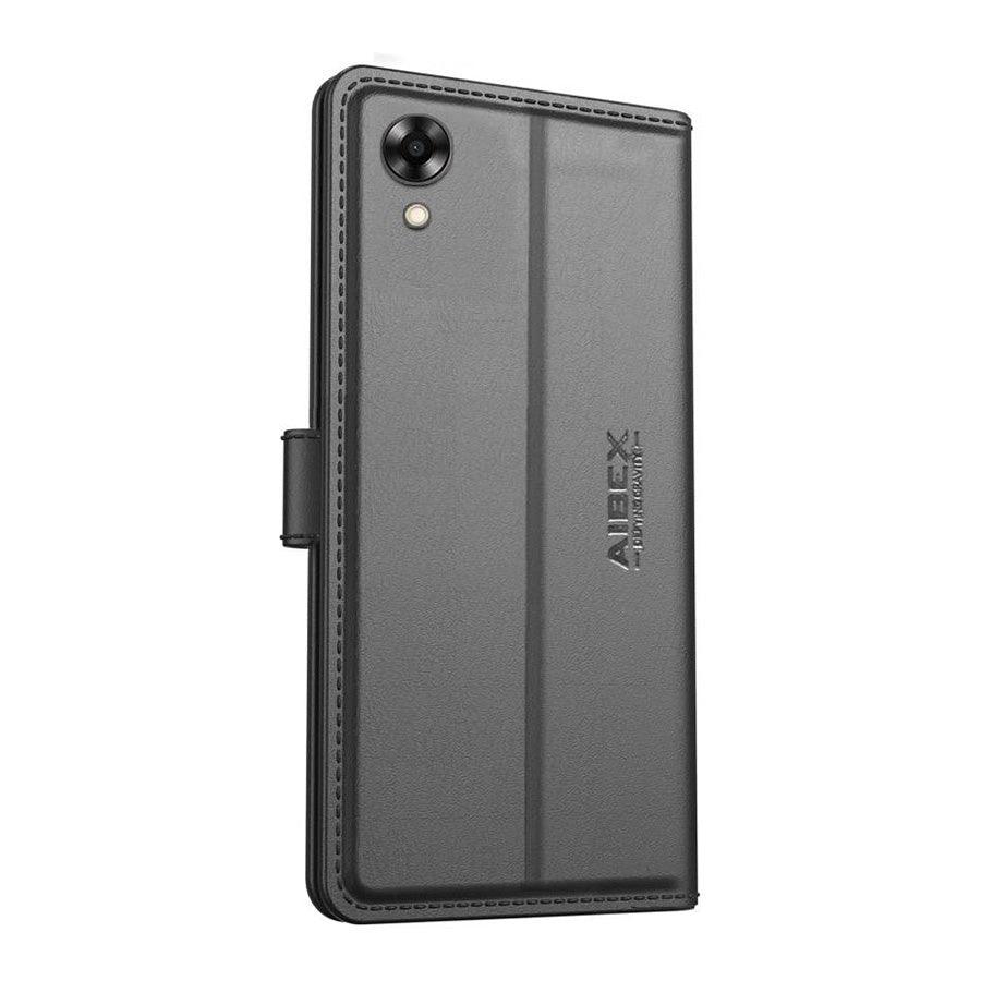 Oppo A17k Aibex PU Leather Flip Cover Foldable Stand & Pocket Magnetic Closure - Aibex