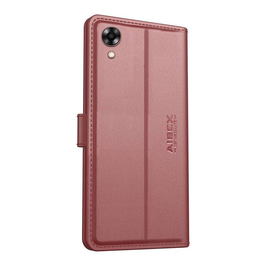 Oppo A17k Aibex PU Leather Flip Cover Foldable Stand & Pocket Magnetic Closure - Aibex