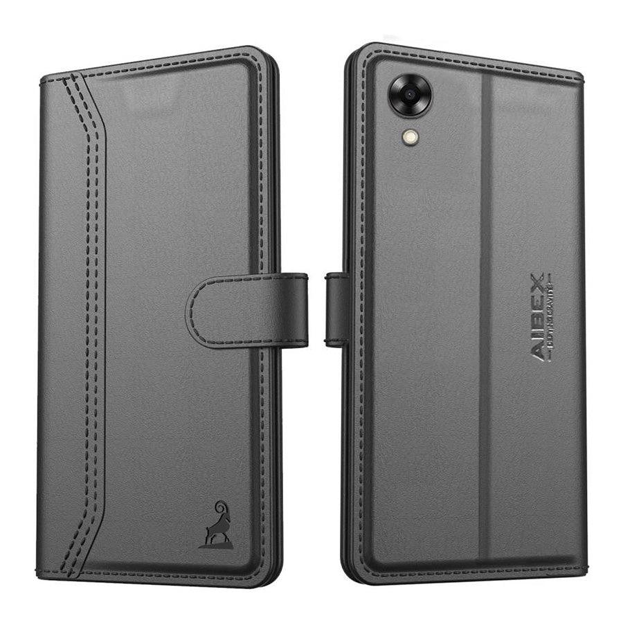 Oppo A17k Aibex PU Leather Flip Cover Foldable Stand & Pocket Magnetic Closure - Aibex