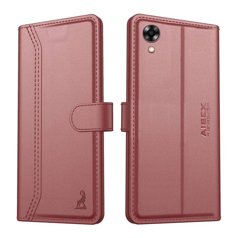 Oppo A17k Aibex PU Leather Flip Cover Foldable Stand & Pocket Magnetic Closure - Aibex