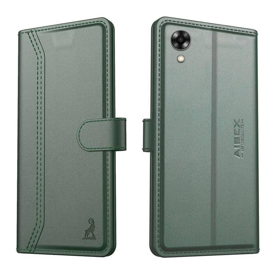 Oppo A17k Aibex PU Leather Flip Cover Foldable Stand & Pocket Magnetic Closure - Aibex