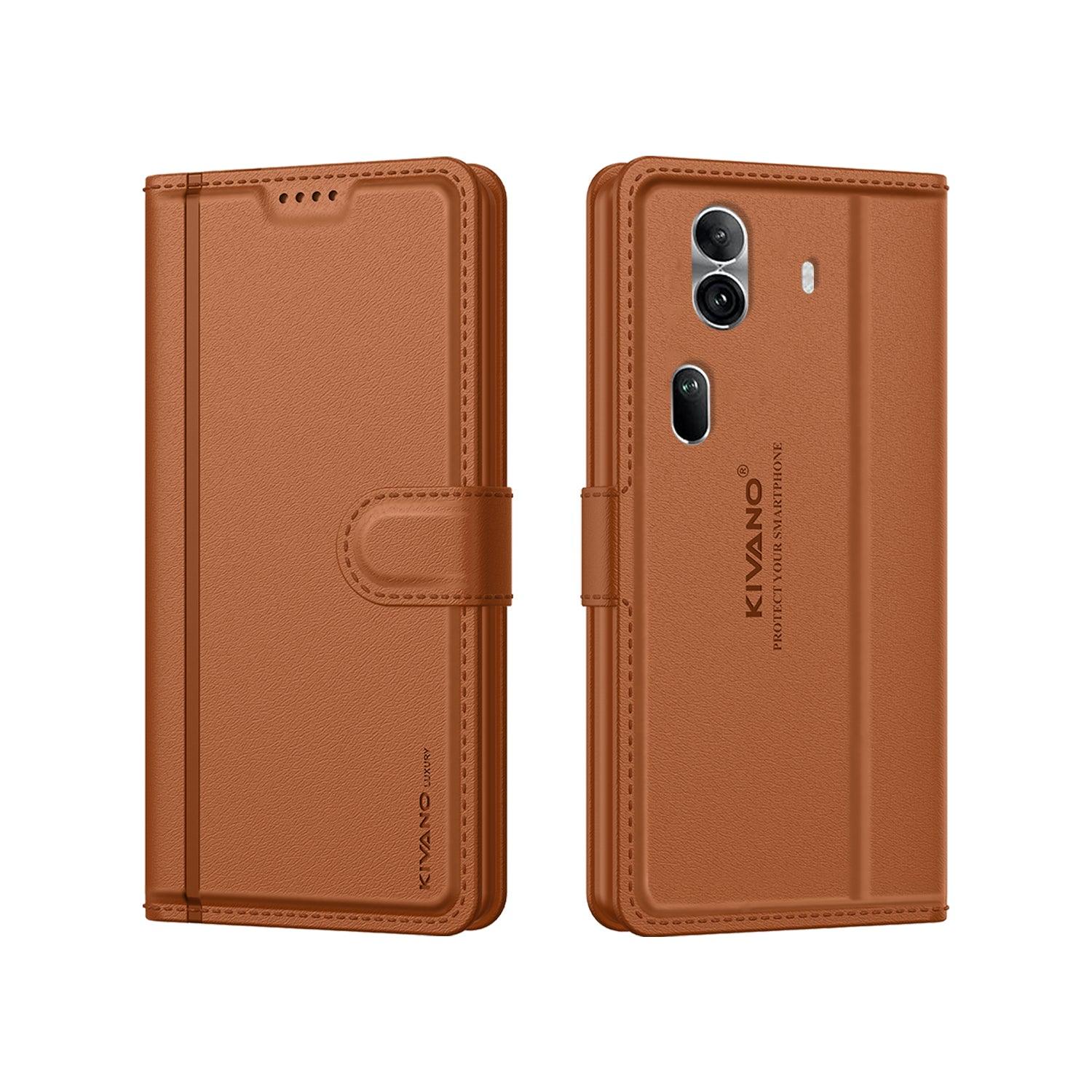 Leather Wallet Case for Oppo Reno 11 Pro 5G ?Stylish Flip Folio Cover with Card Holder, Stand, and RFID Protection -KIVANO LUXE - Aibex