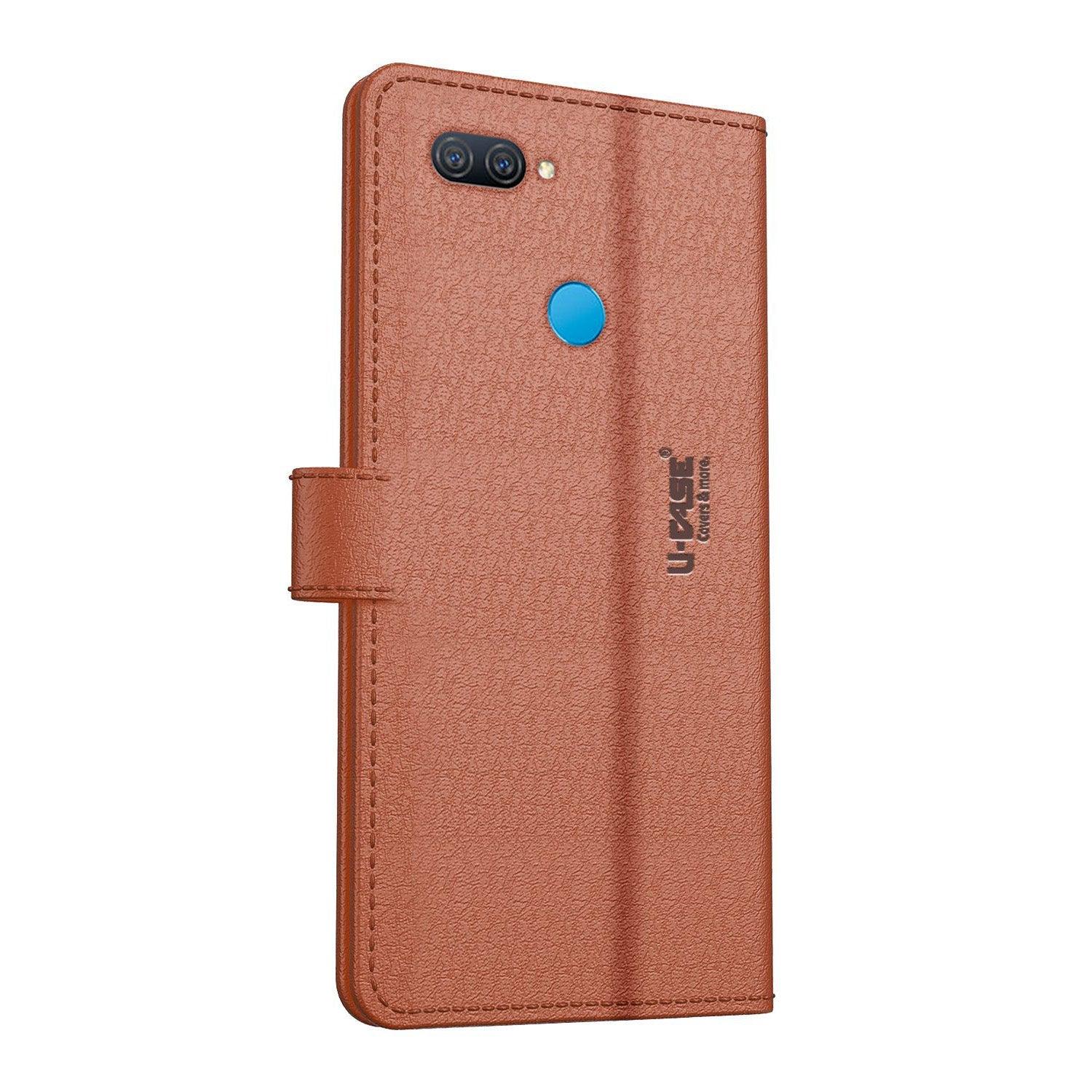 U-CASE Flip Cover for Oppo A12, Realme 2 Pro, Realme U1,Oppo F9 Pro, Oppo A5s, Oppo A7, Oppo A11K Vegan Foldable Stand & Pocket Magnetic Closure - Aibex