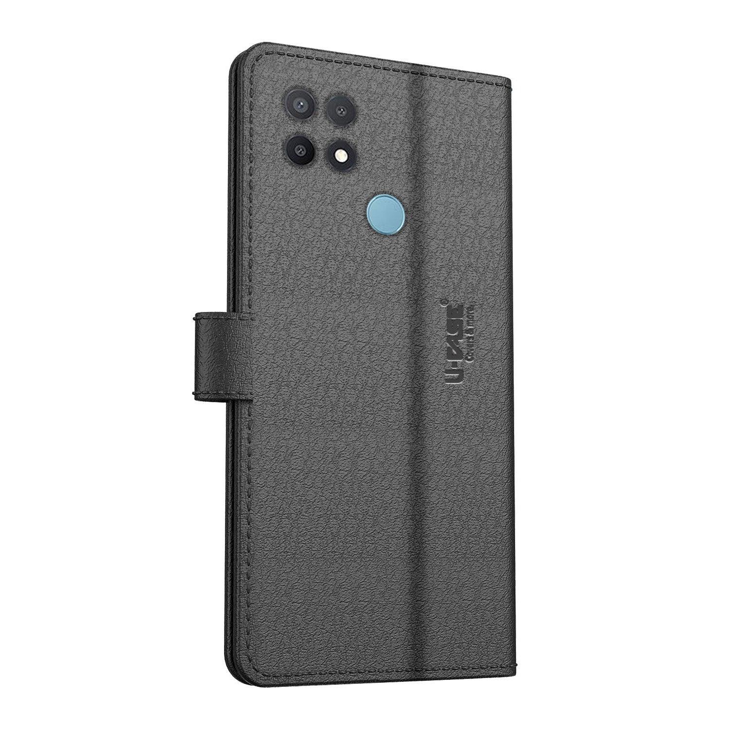 U-CASE Flip Cover for Oppo A15s / Oppo A15 Vegan Foldable Stand & Pocket Magnetic Closure - Aibex