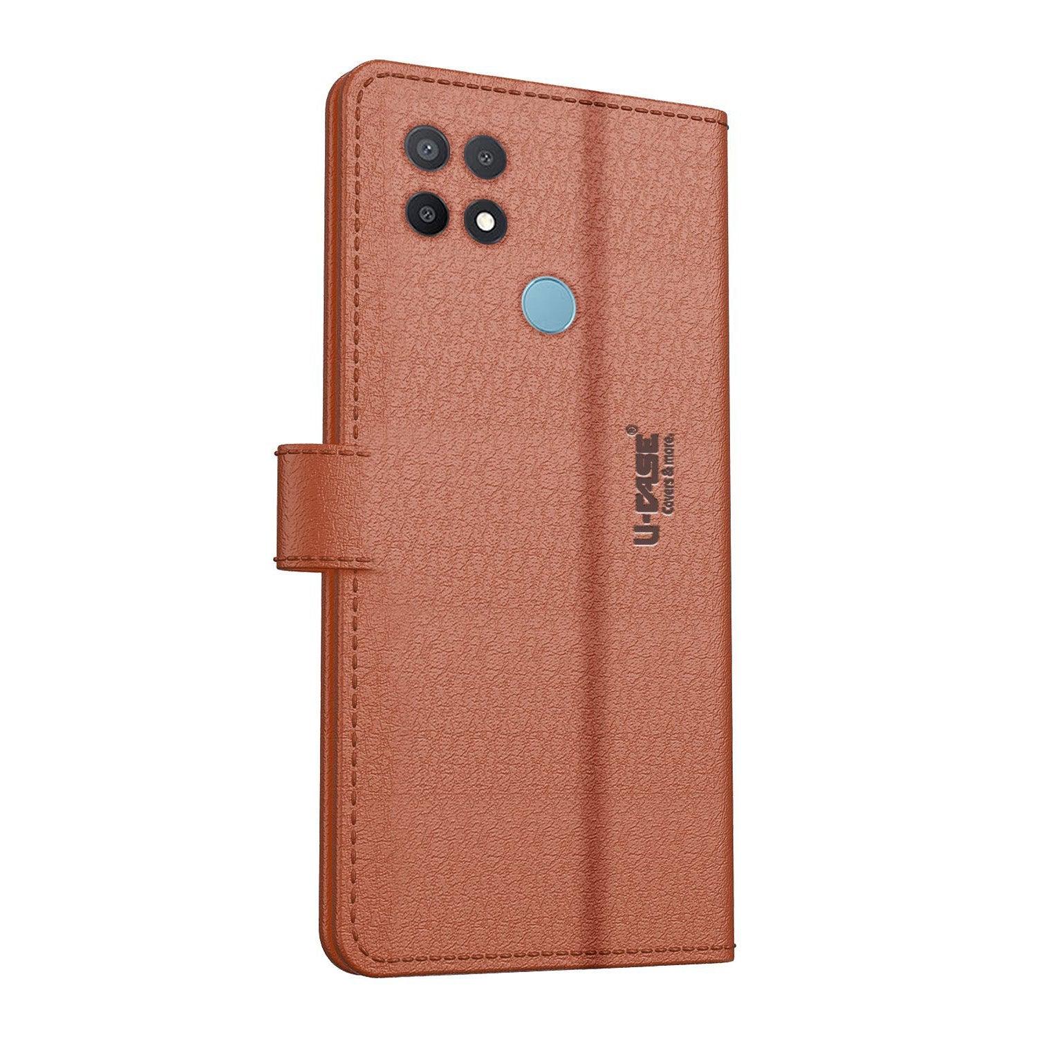 U-CASE Flip Cover for Oppo A15s / Oppo A15 Vegan Foldable Stand & Pocket Magnetic Closure - Aibex