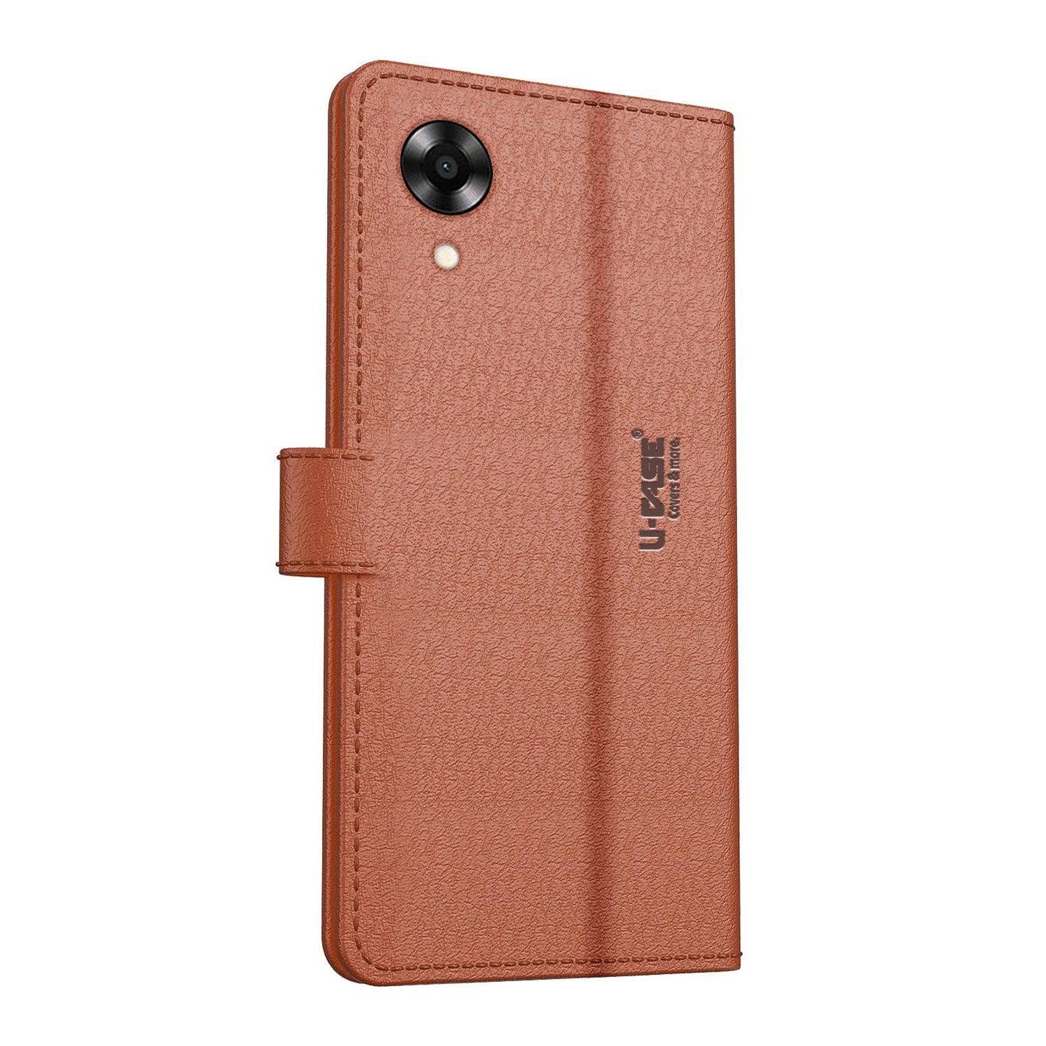 U-CASE Flip Cover for Oppo A17k Vegan Foldable Stand & Pocket Magnetic Closure - Aibex