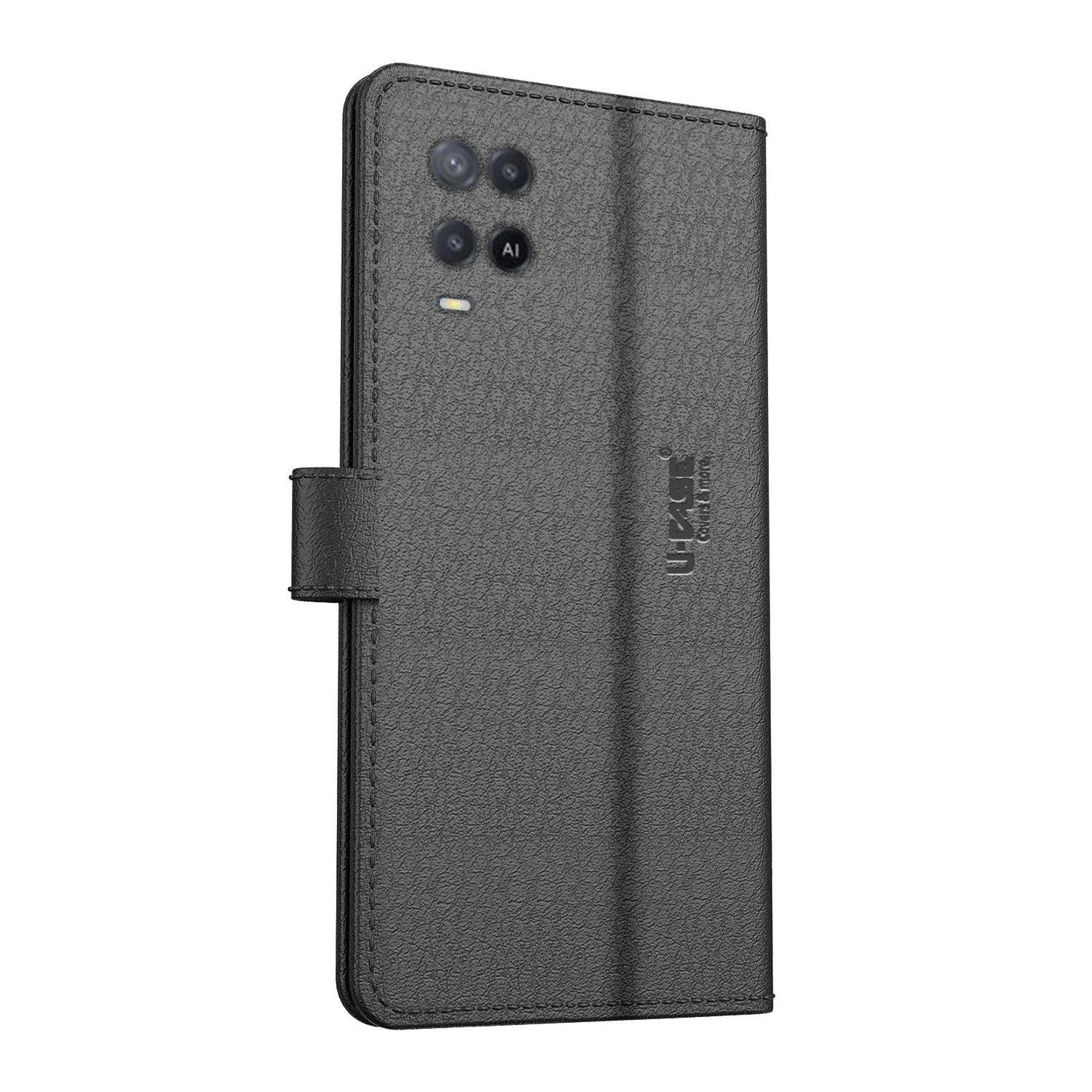 U-CASE Flip Cover for Oppo A54 Vegan Foldable Stand & Pocket Magnetic Closure - Aibex