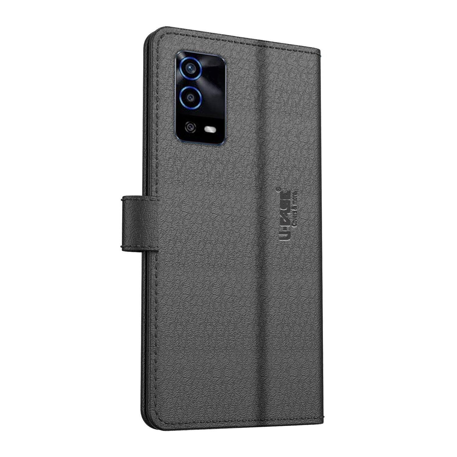 U-CASE Flip Cover for Oppo A55 Vegan Foldable Stand & Pocket Magnetic Closure - Aibex