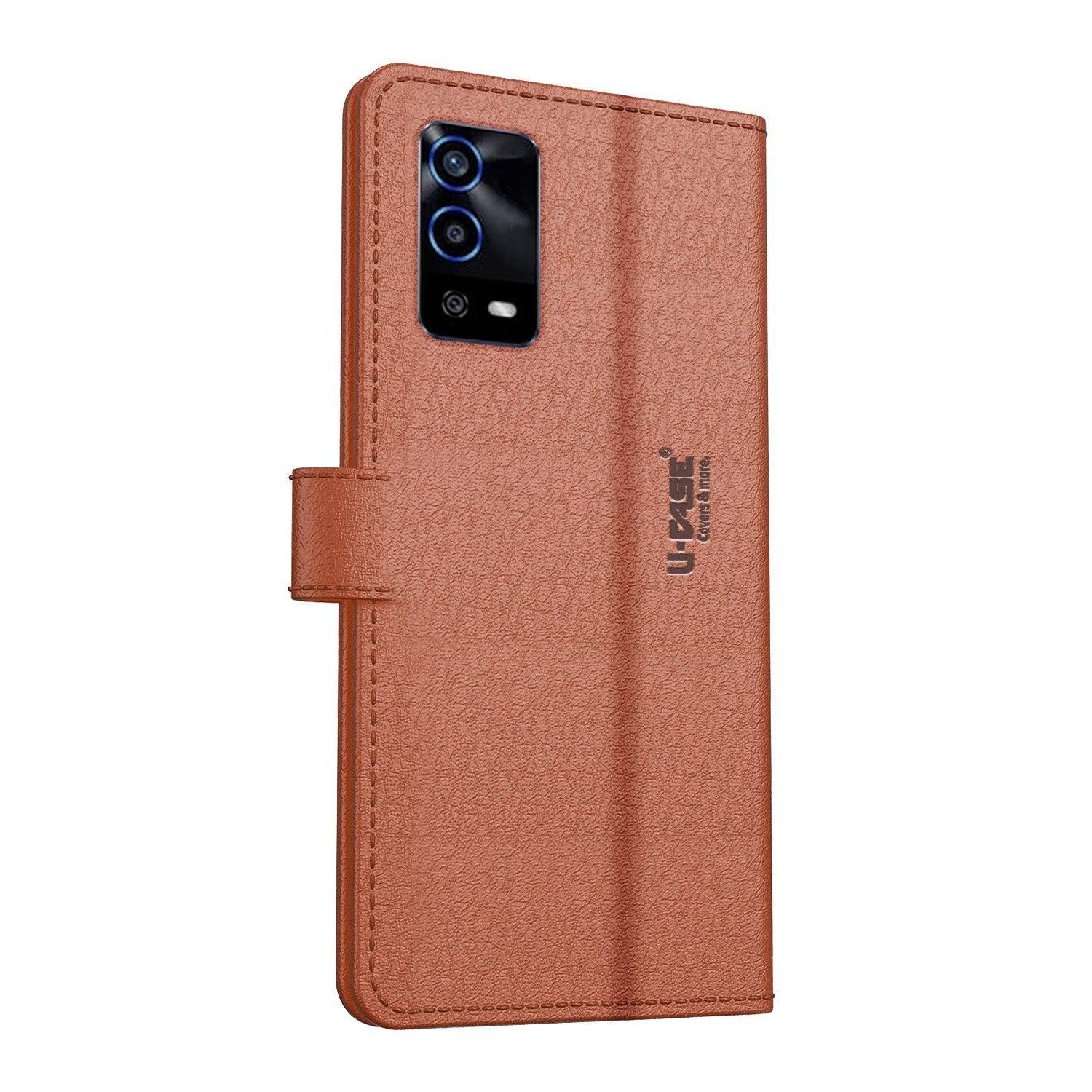 U-CASE Flip Cover for Oppo A55 Vegan Foldable Stand & Pocket Magnetic Closure - Aibex