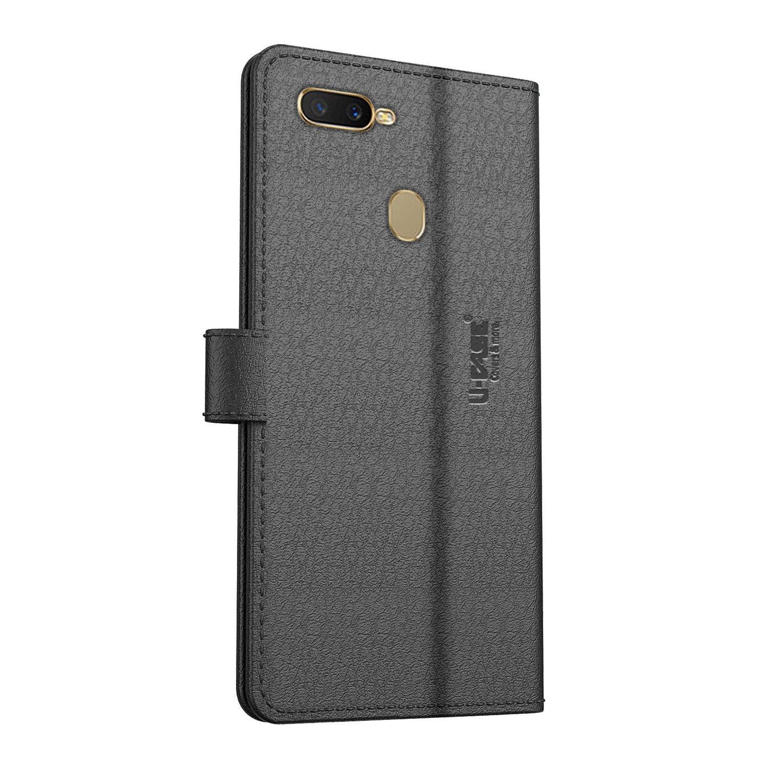 U-CASE Flip Cover for Oppo A7 Vegan Foldable Stand & Pocket Magnetic Closure - Aibex