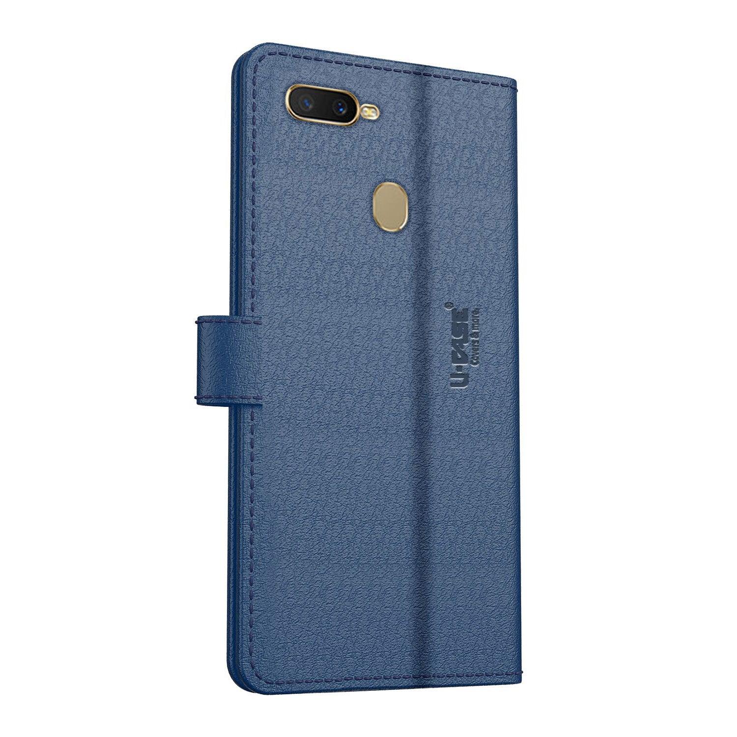 U-CASE Flip Cover for Oppo A7 Vegan Foldable Stand & Pocket Magnetic Closure - Aibex