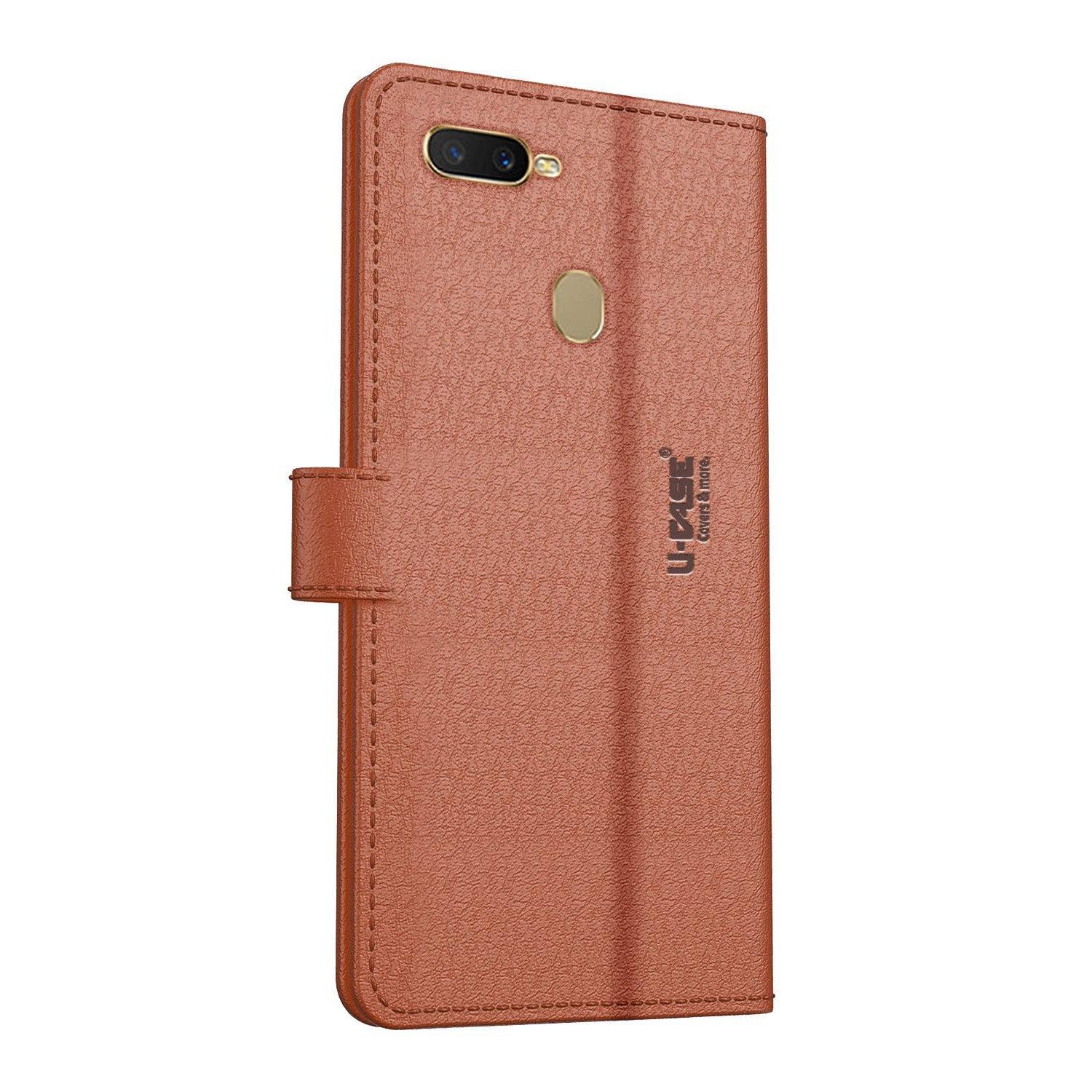 U-CASE Flip Cover for Oppo A7 Vegan Foldable Stand & Pocket Magnetic Closure - Aibex