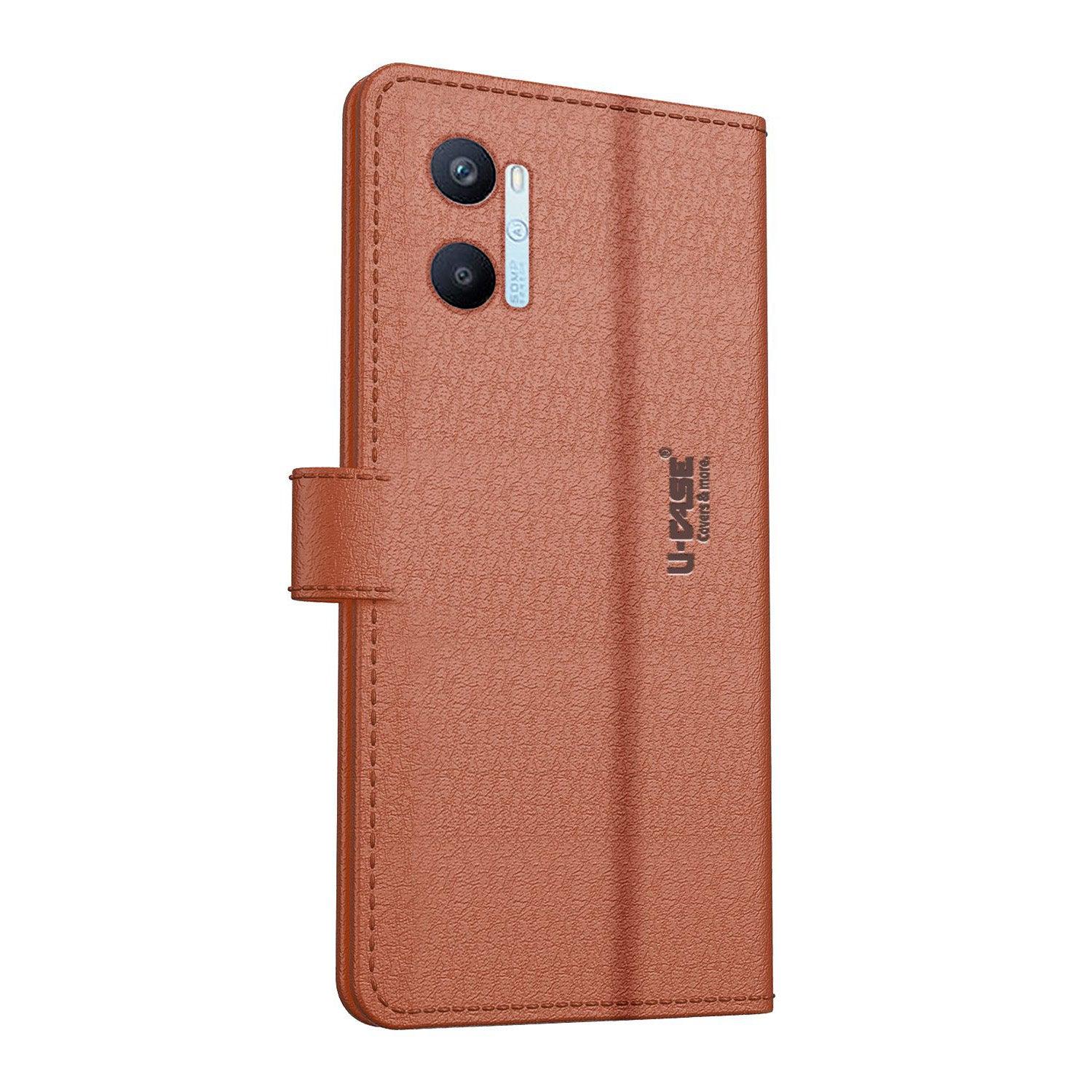 U-CASE Flip Cover for Oppo A96 Vegan Foldable Stand & Pocket Magnetic Closure - Aibex