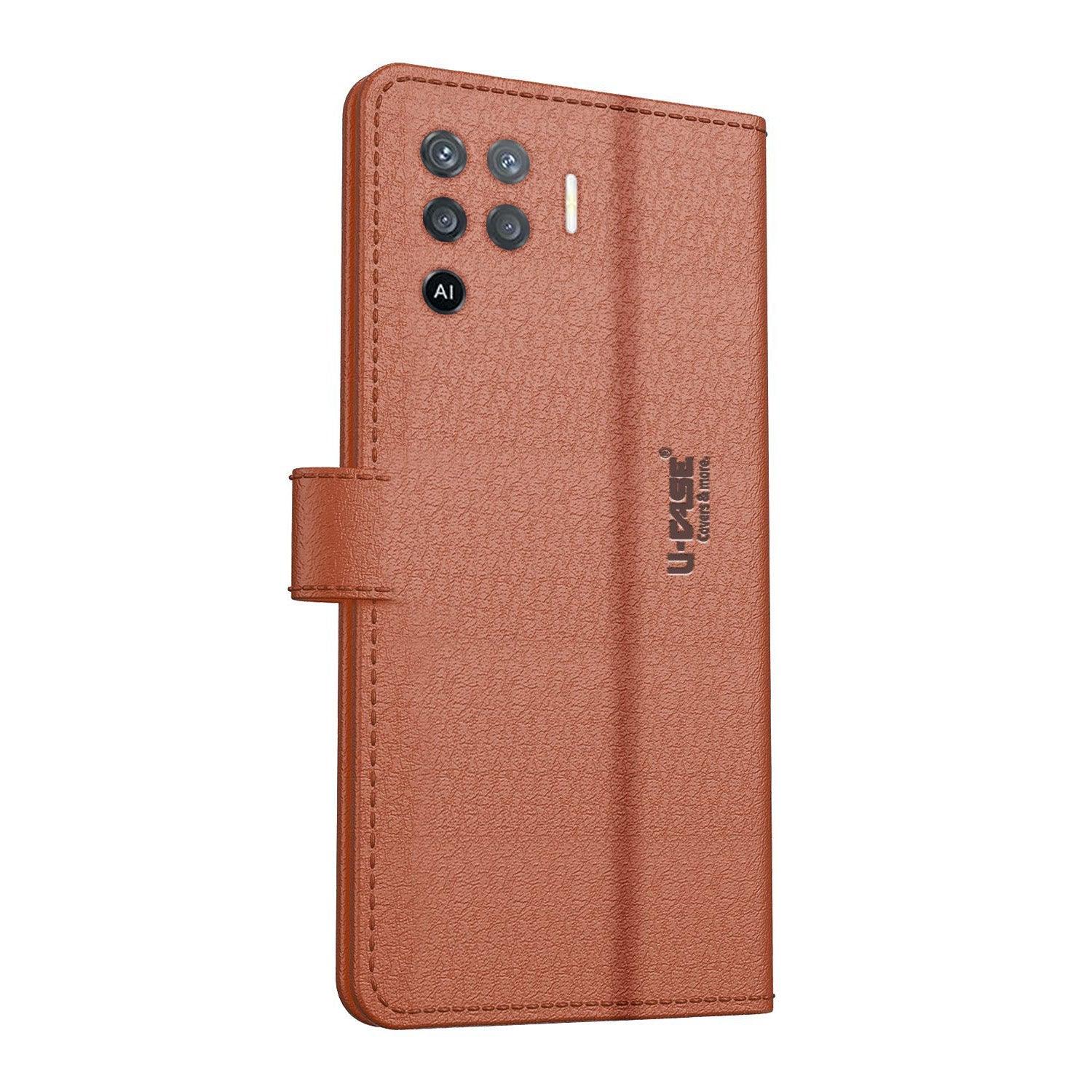 U-CASE Flip Cover for Oppo F19 Pro Vegan Foldable Stand & Pocket Magnetic Closure - Aibex