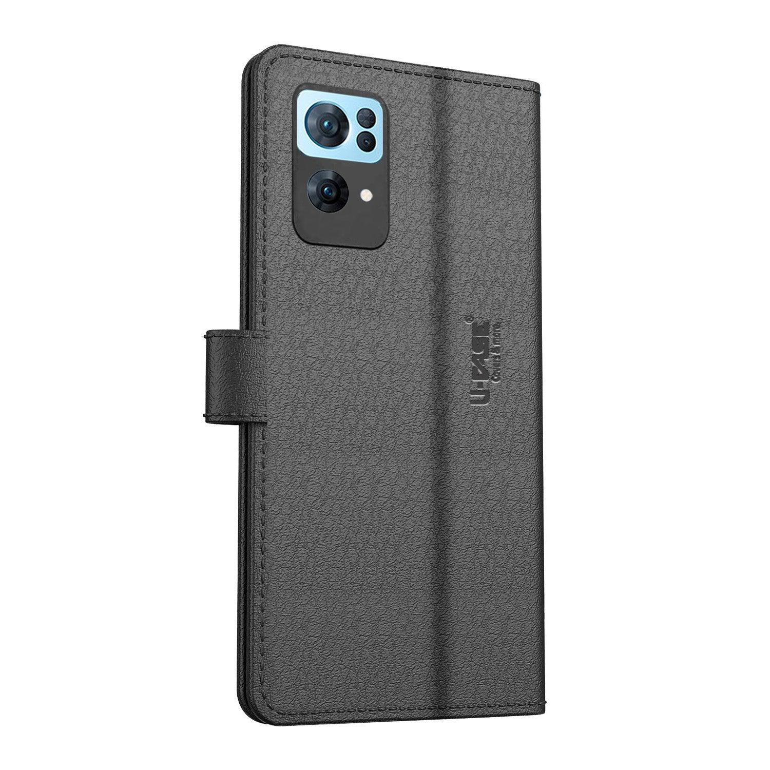 U-CASE Flip Cover for Oppo Reno 7 Pro 5G Vegan Foldable Stand & Pocket Magnetic Closure - Aibex