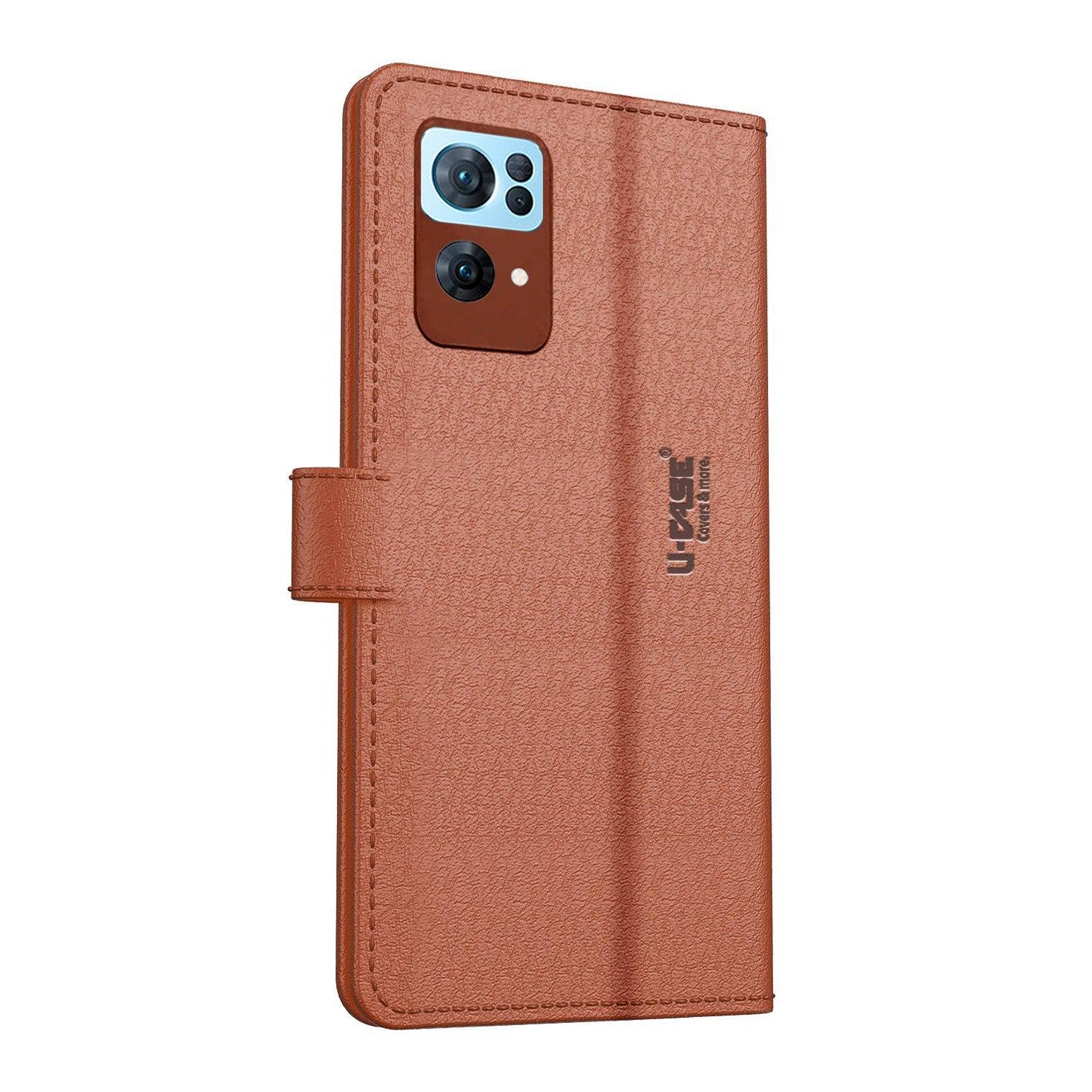 U-CASE Magnetic Flip Cover for Oppo Reno 7 Pro 5G Vegan Foldable Stand & Pocket Magnetic Closure - Aibex