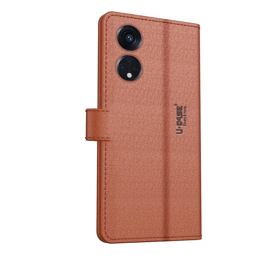 U-CASE Flip Cover for Oppo Reno 8T 5G Vegan Foldable Stand & Pocket Magnetic Closure - Aibex