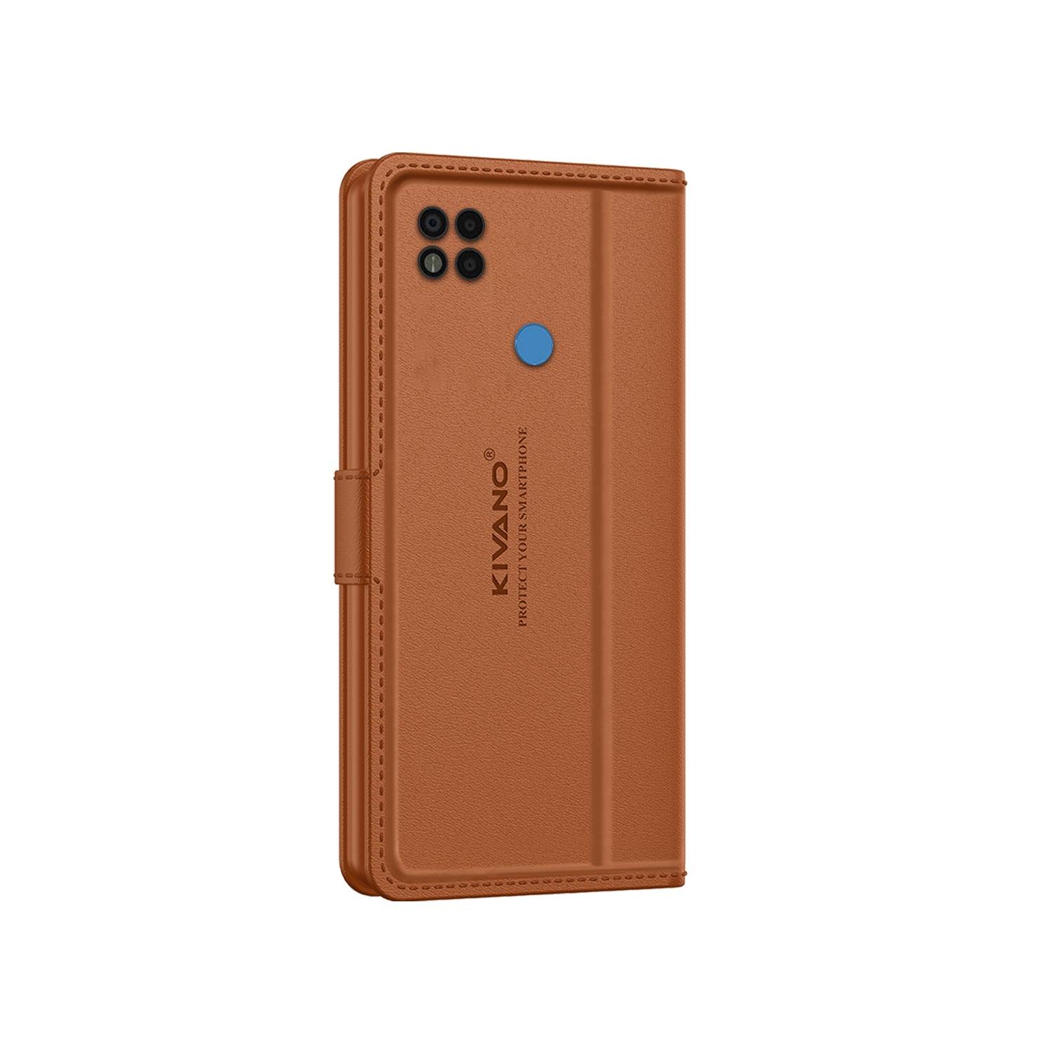 Leather Wallet Case for Poco C31 /Redmi 9 / Redmi 9 Activ ?Stylish Flip Folio Cover with Card Holder, Stand -KIVANO LUXE - Aibex