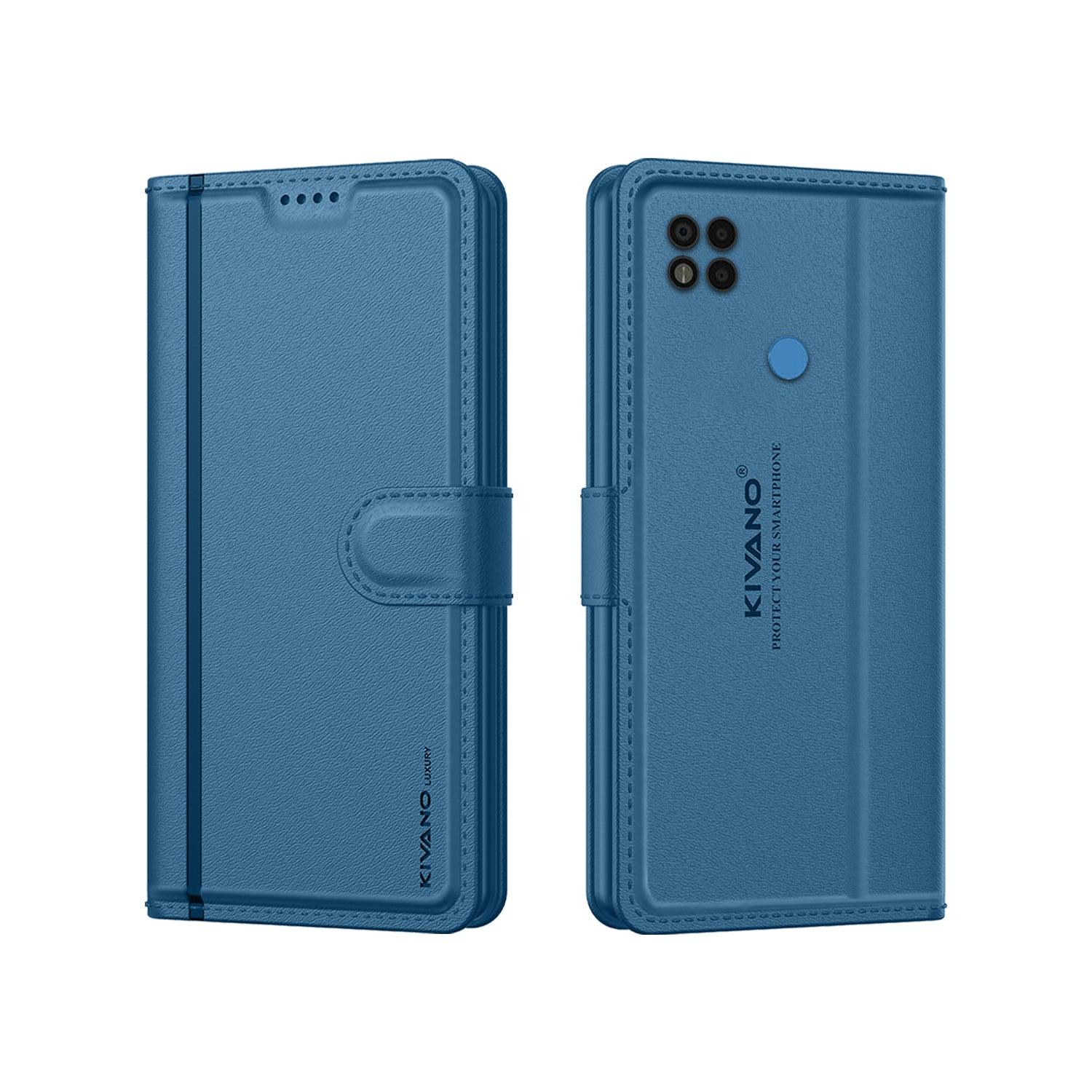 Leather Wallet Case for Poco C31 /Redmi 9 / Redmi 9 Activ ?Stylish Flip Folio Cover with Card Holder, Stand -KIVANO LUXE - Aibex