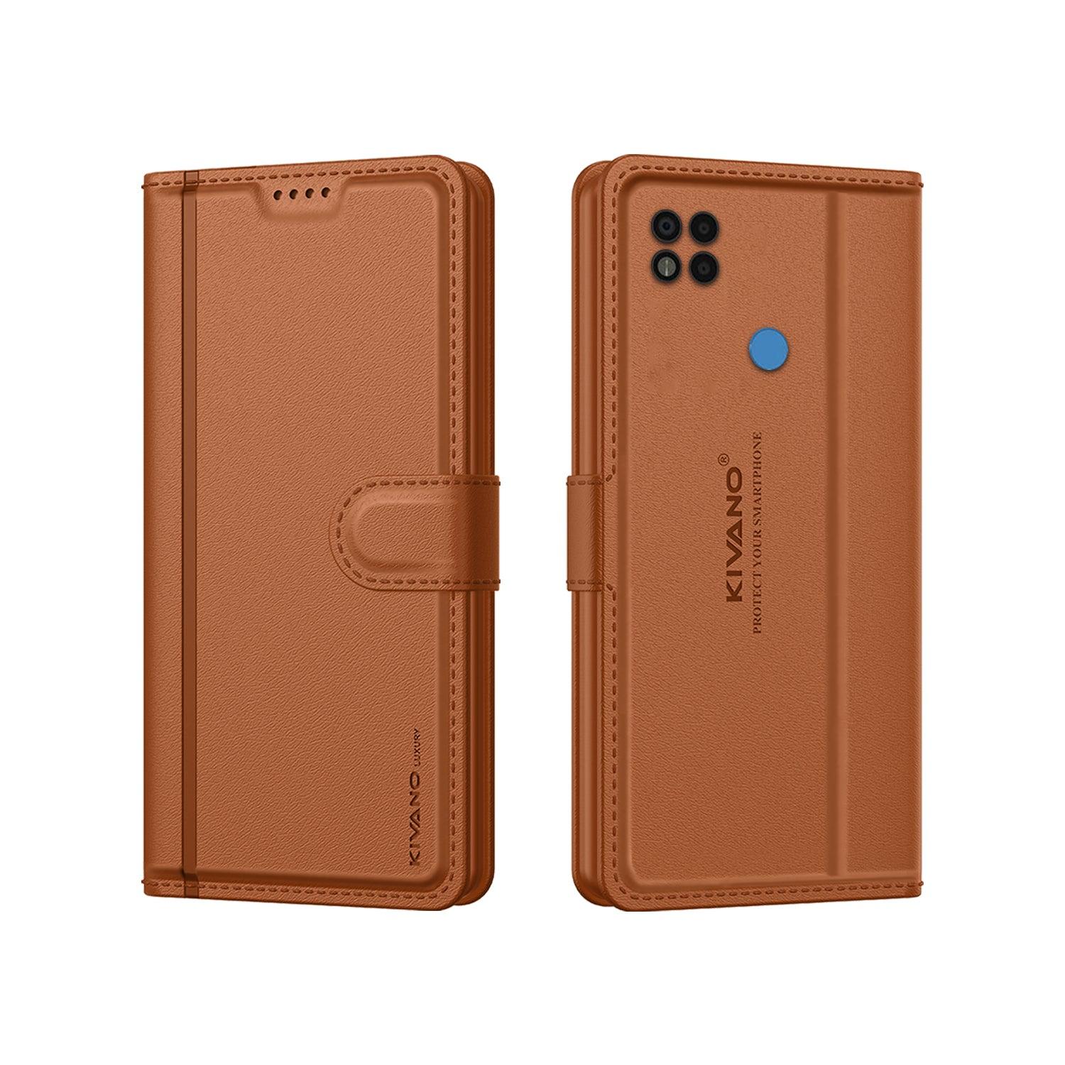 Leather Wallet Case for Poco C31 /Redmi 9 / Redmi 9 Activ ?Stylish Flip Folio Cover with Card Holder, Stand -KIVANO LUXE - Aibex