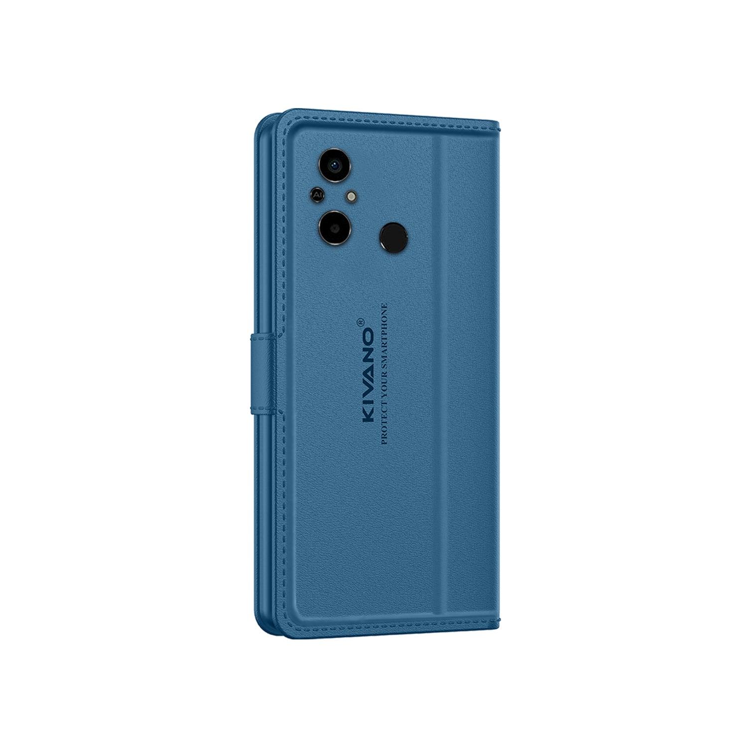 Leather Wallet Case for Poco C55/ Xiaomi Redmi 12C ?Stylish Flip Folio Cover with Card Holder, Stand -KIVANO LUXE - Aibex