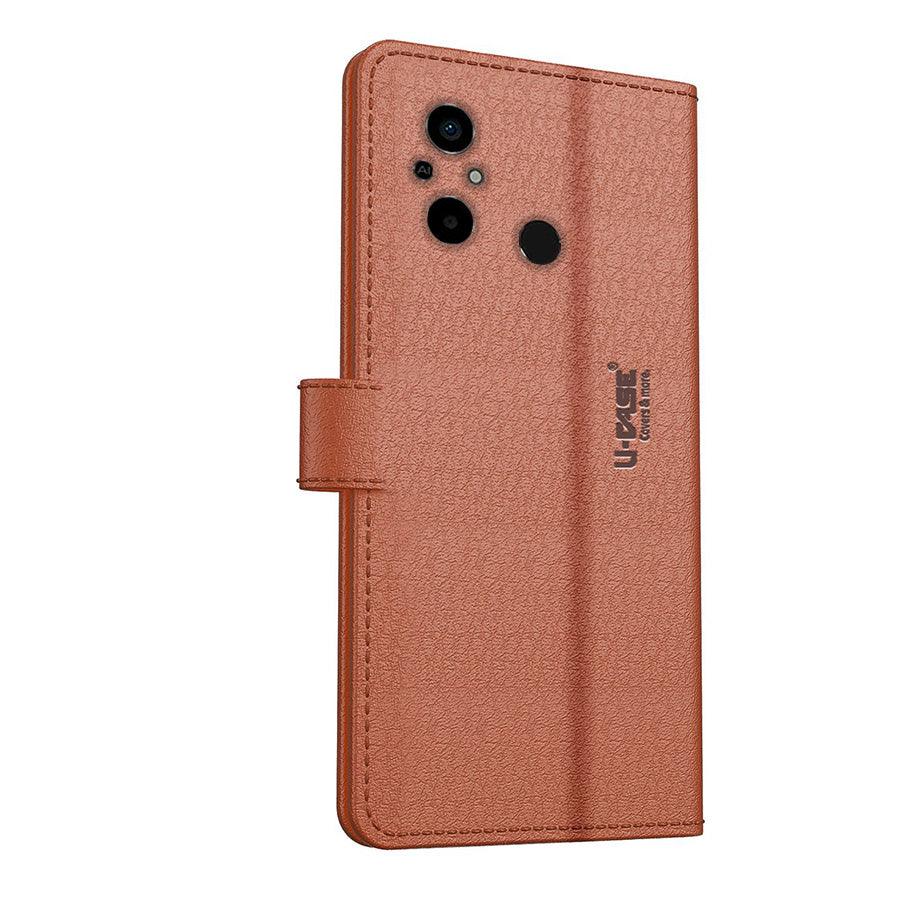 U-CASE Flip Cover for Xiaomi Poco C55/ Redmi 12C Vegan Foldable Stand & Pocket Magnetic Closure - Aibex