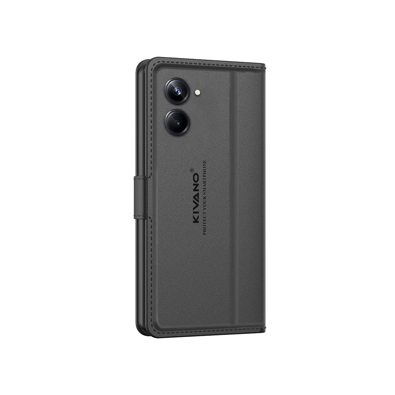 Leather Wallet Case for Realme 10 Pro 5G ?Stylish Flip Folio Cover with Card Holder, Stand -KIVANO LUXE - Aibex