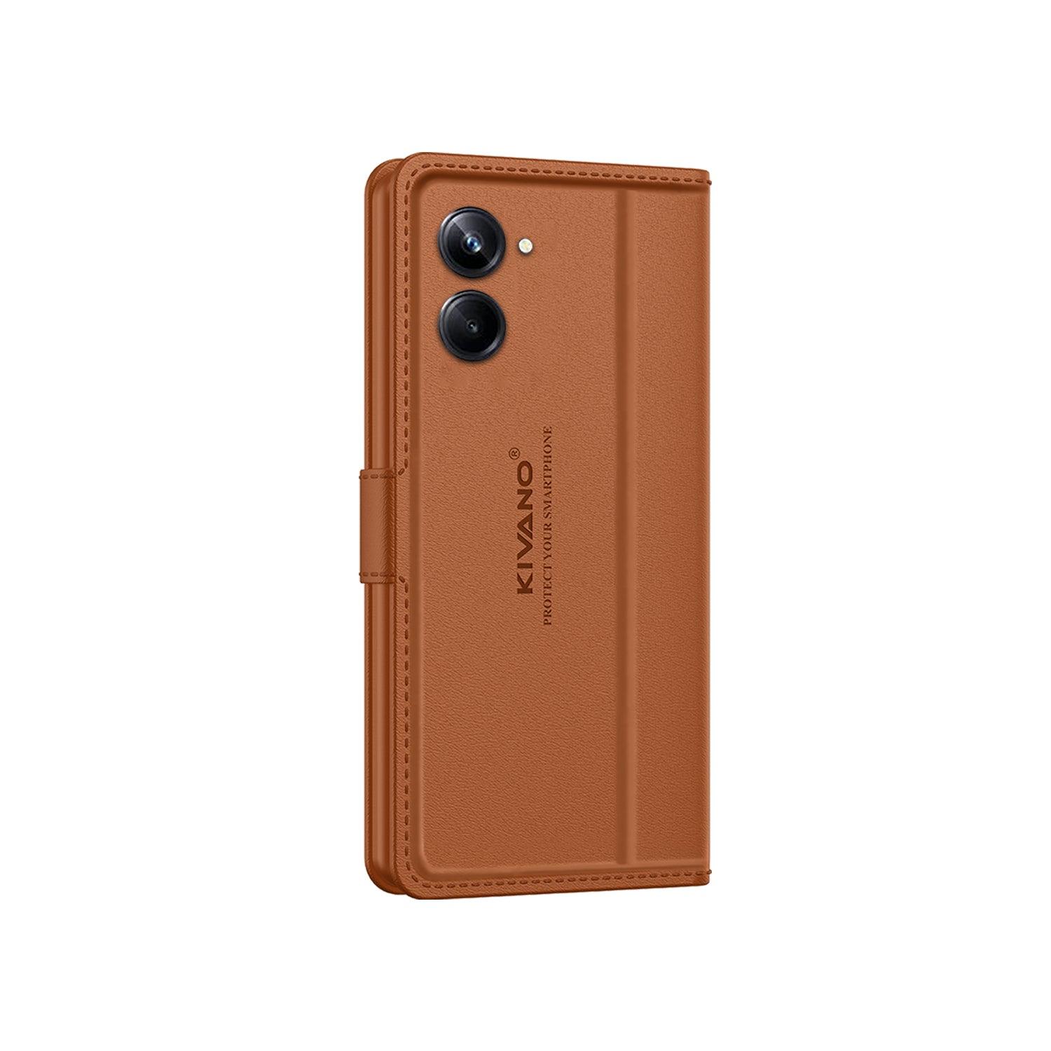 Leather Wallet Case for Realme 10 Pro 5G ?Stylish Flip Folio Cover with Card Holder, Stand -KIVANO LUXE - Aibex