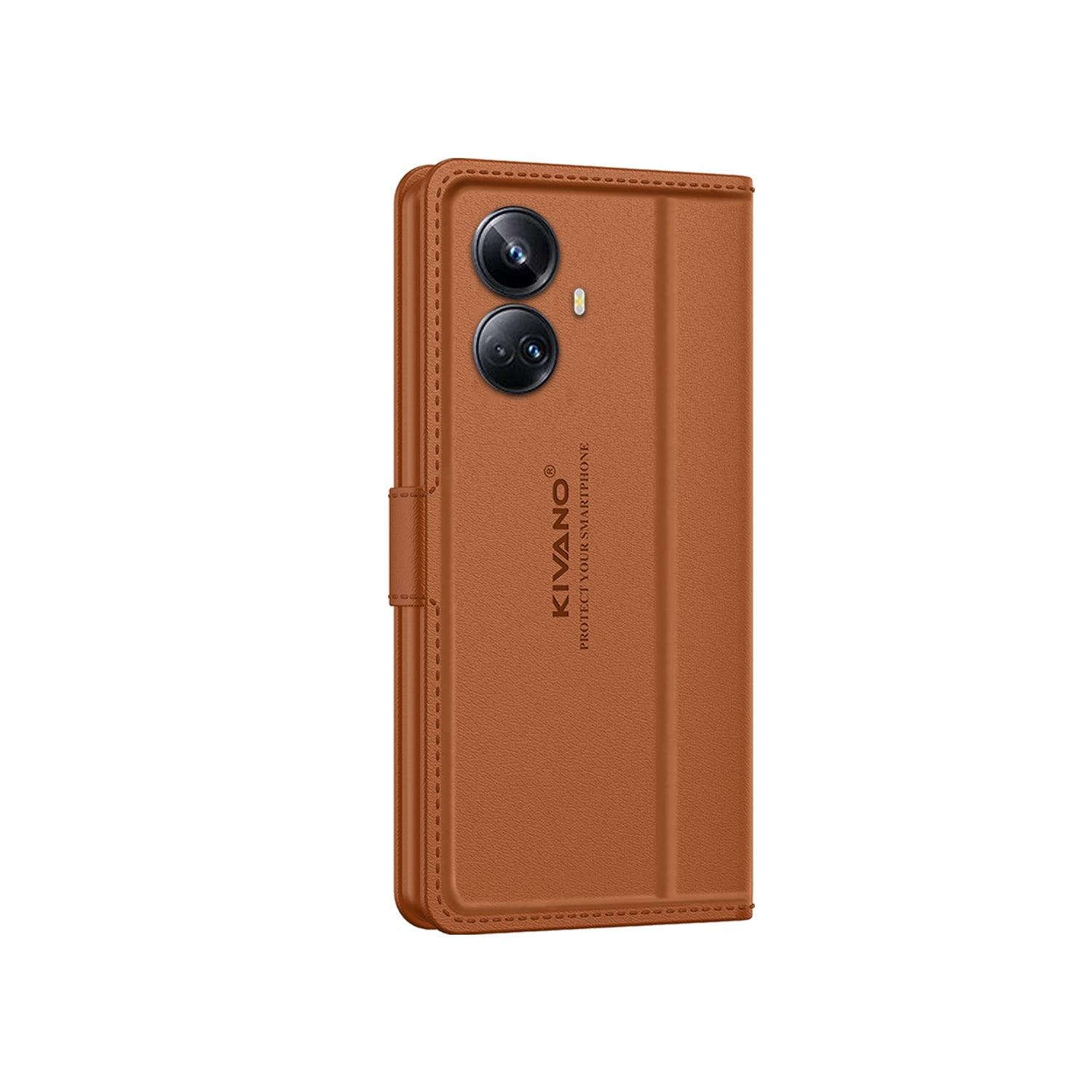Leather Wallet Case for Realme 10 Pro Plus 5G ?Stylish Flip Folio Cover with Card Holder, Stand -KIVANO LUXE - Aibex