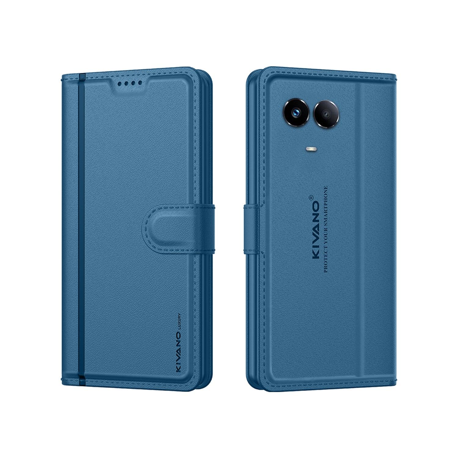 Leather Wallet Case for Realme 11 5G / Realme C67 5G / Realme 60x 5G / Realme 11x 5G ?Stylish Flip Folio Cover with Card Holder, Stand -KIVANO LUXE - Aibex