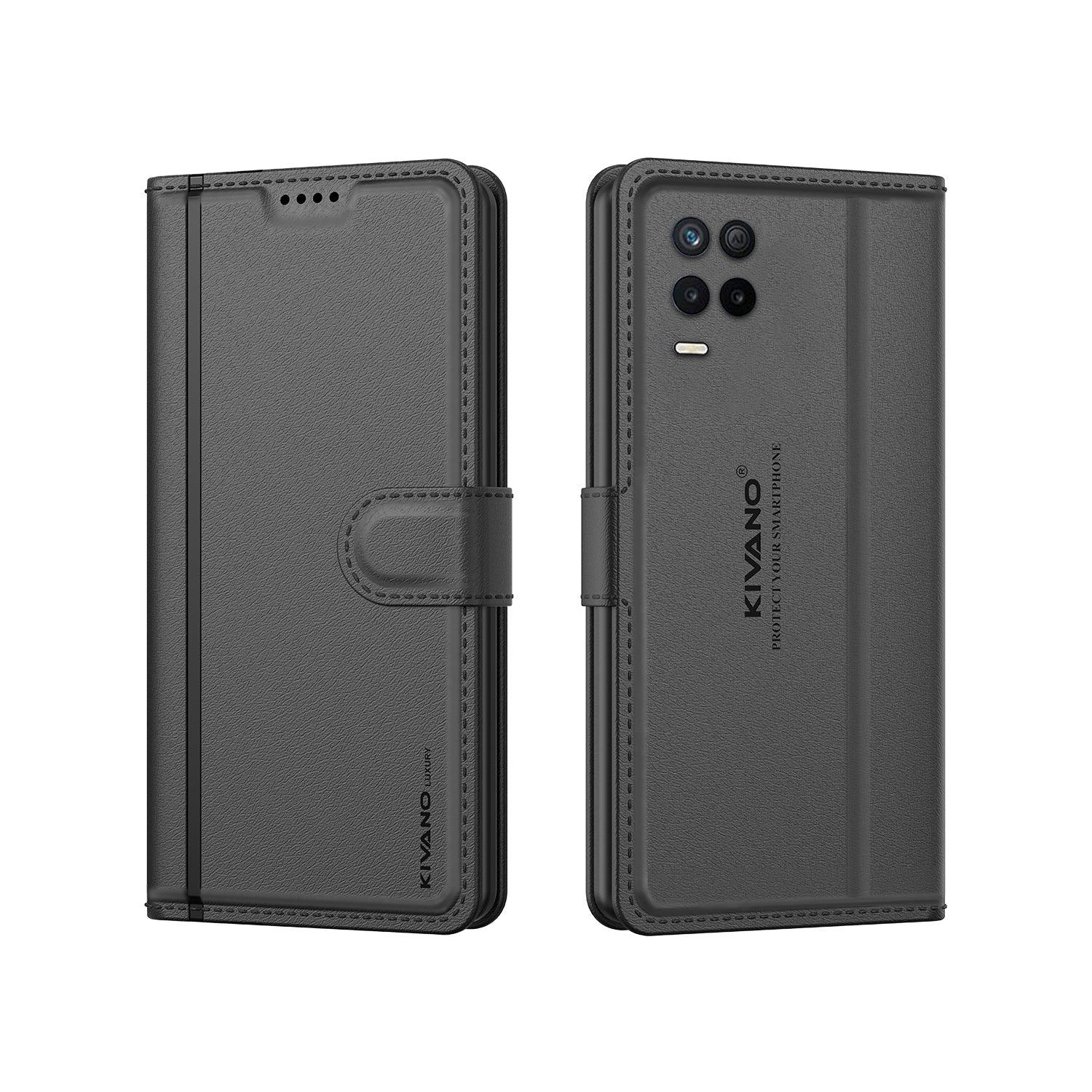 Leather Wallet Case for Realme 8S 5G /Realme 9 5G / Realme 8 5G / Realme Narzo 30 5G ?Stylish Flip Folio Cover with Card Holder, Stand-KIVANO LUXE - Aibex