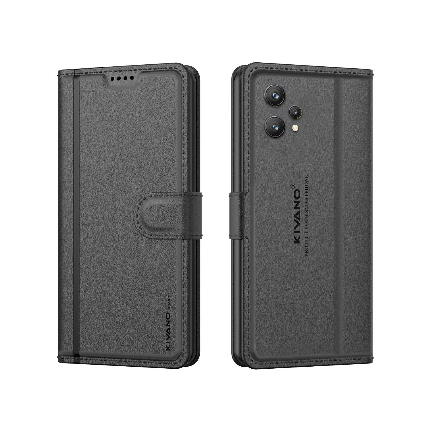 Leather Wallet Case for Realme 9 4G / Realme 9 Pro Plus 5G / Realme Narzo 50 5G ?Stylish Flip Folio Cover with Card Holder, Stand-KIVANO LUXE - Aibex