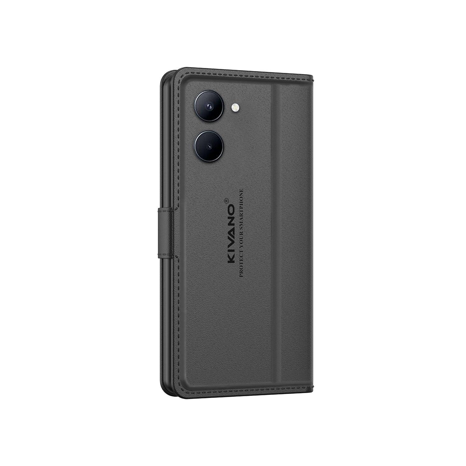 Leather Wallet Case for Realme C33 ?Stylish Flip Folio Cover with Card Holder, Stand -KIVANO LUXE - Aibex