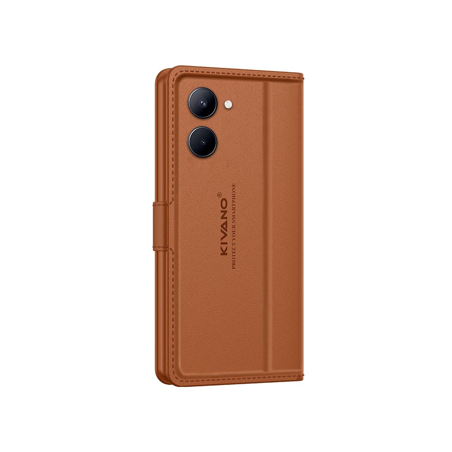 Leather Wallet Case for Realme C33 ?Stylish Flip Folio Cover with Card Holder, Stand -KIVANO LUXE - Aibex
