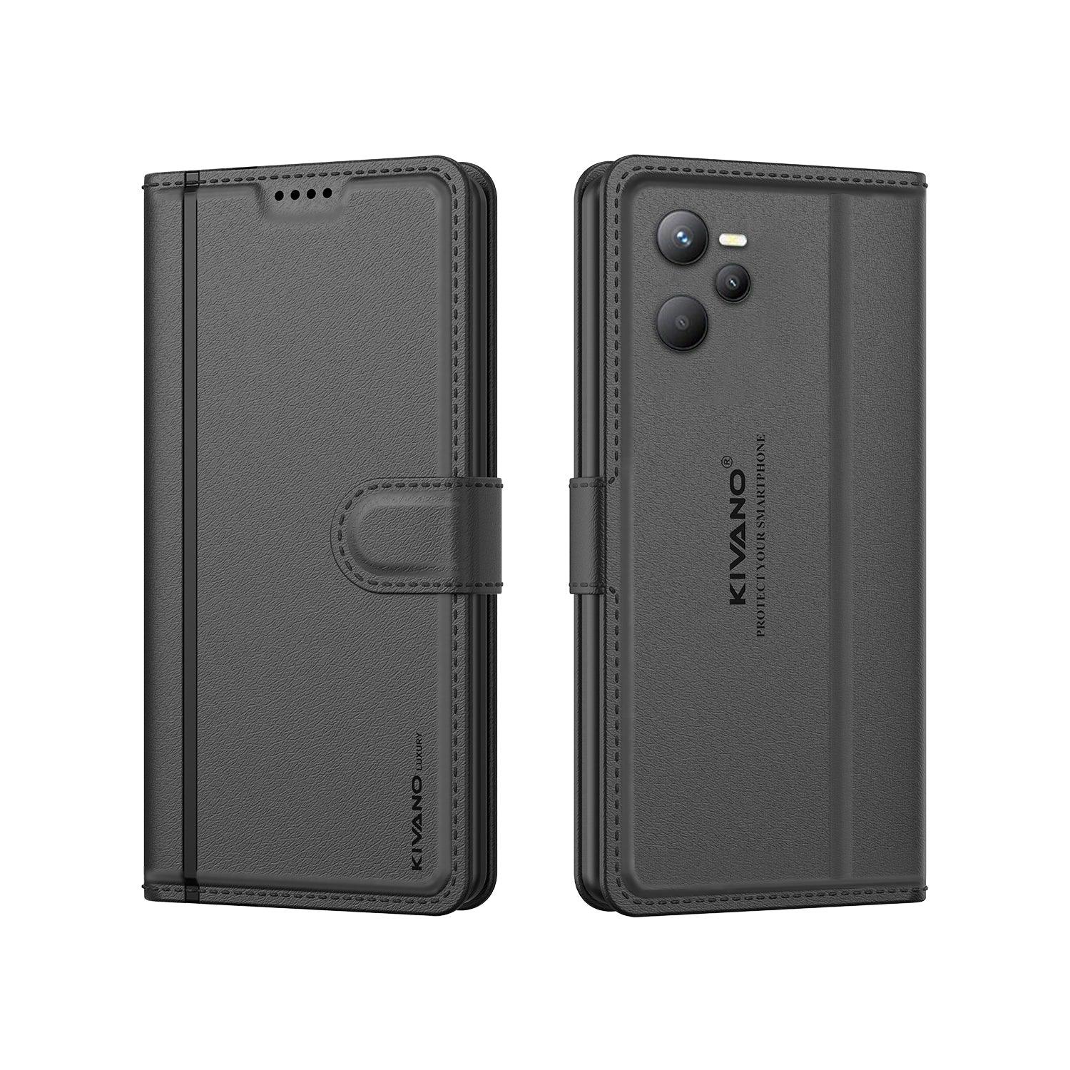 Leather Wallet Case for Realme C35/ Realme Narzo 50A Prime ?Stylish Flip Folio Cover with Card Holder, Stand -KIVANO LUXE - Aibex